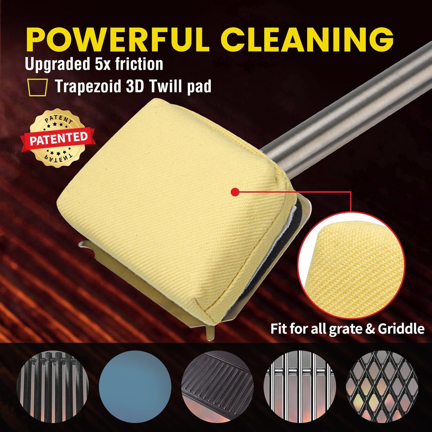 Grill Brush Bristle Free,(Only Replaceable Cleaning Head No Grill Brush)-Yellow