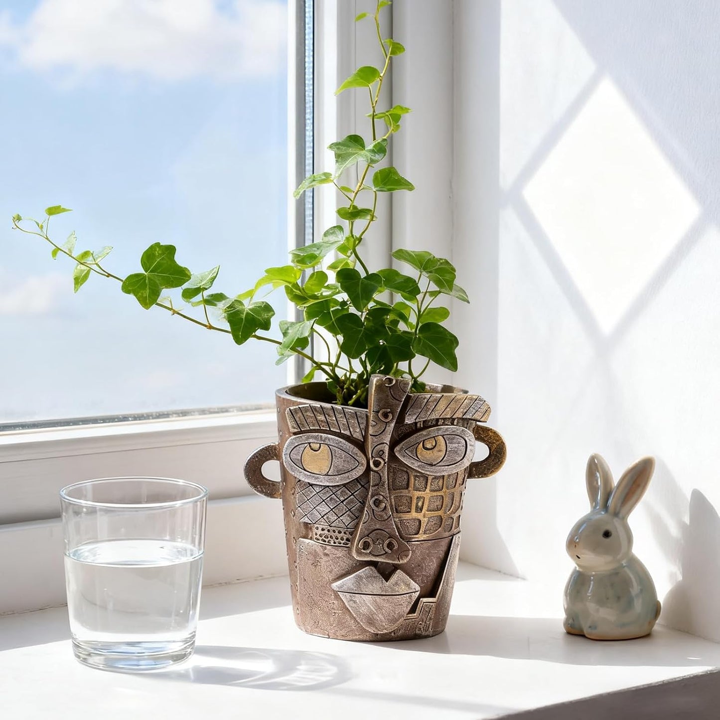 Mini Flower Pots Colorful Face Planters Head Planter, Modern Abstract Funky Plant Pots Indoor&outdoor Garden Plant Ornament Show Pieces, Cute Eclectic Flower Planters Pots for Shelf Centerpieces