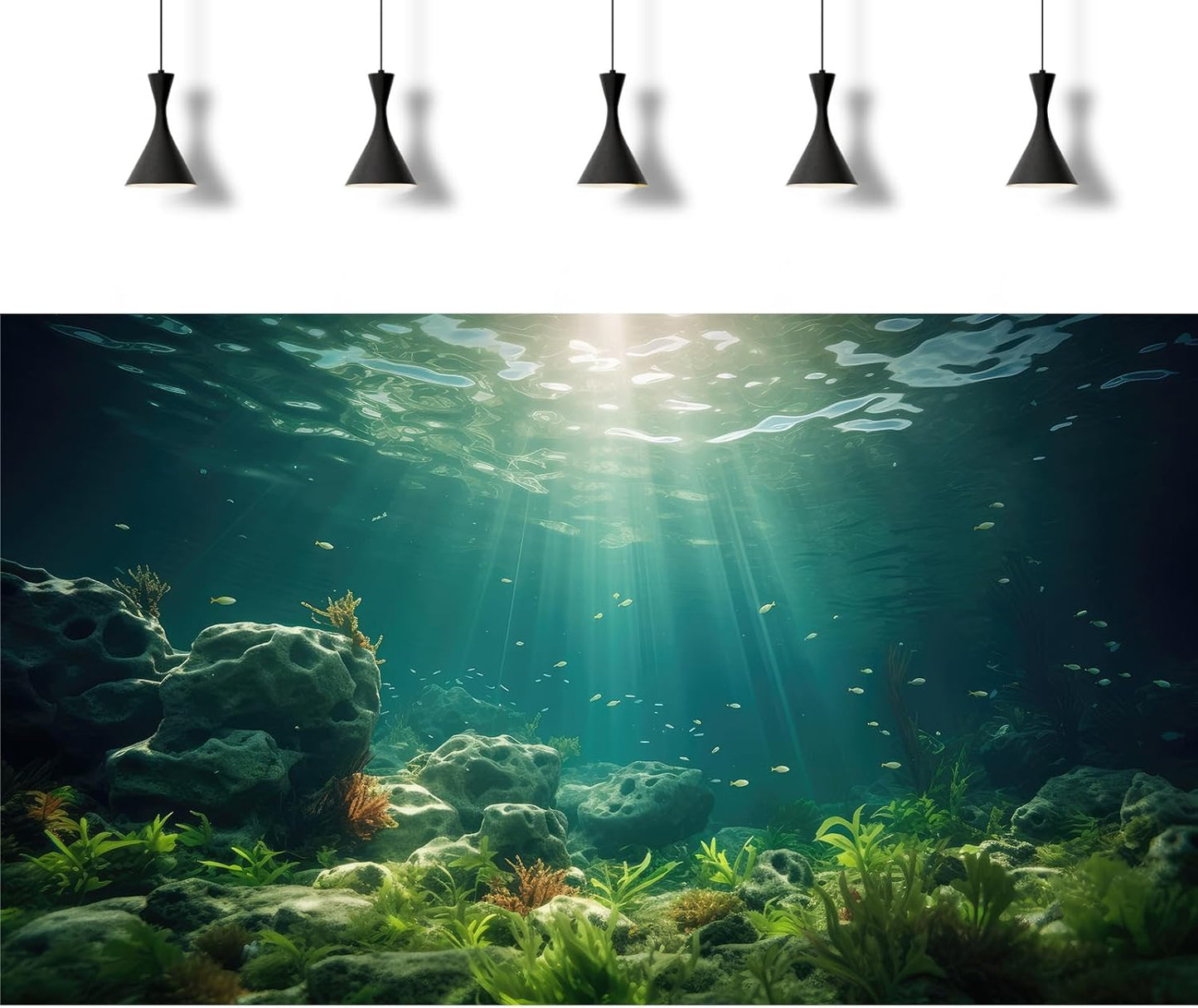 Under The Sea Aquarium Background Deep Sea Aquatic Plants Fish Tank Background Underwater Rock Sunray Terrarium Backgrounds Tropical Fish Deep Ocean Floor Fish Tank Backgrounds 36x20in