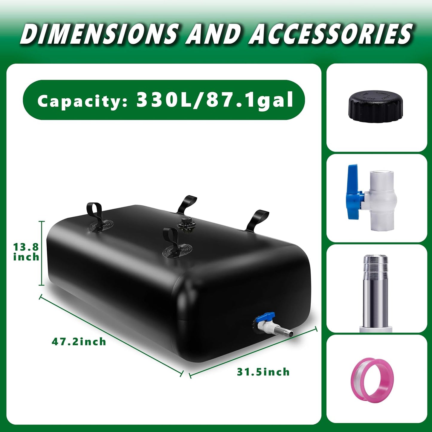 MXQMKL 330 L/87.1 gal Water Bladder Storage Containers, Foldable Portable Water Tank Large Capacity Soft Water Bag, Drought Resistance, Fire Prevention, Emergency Water