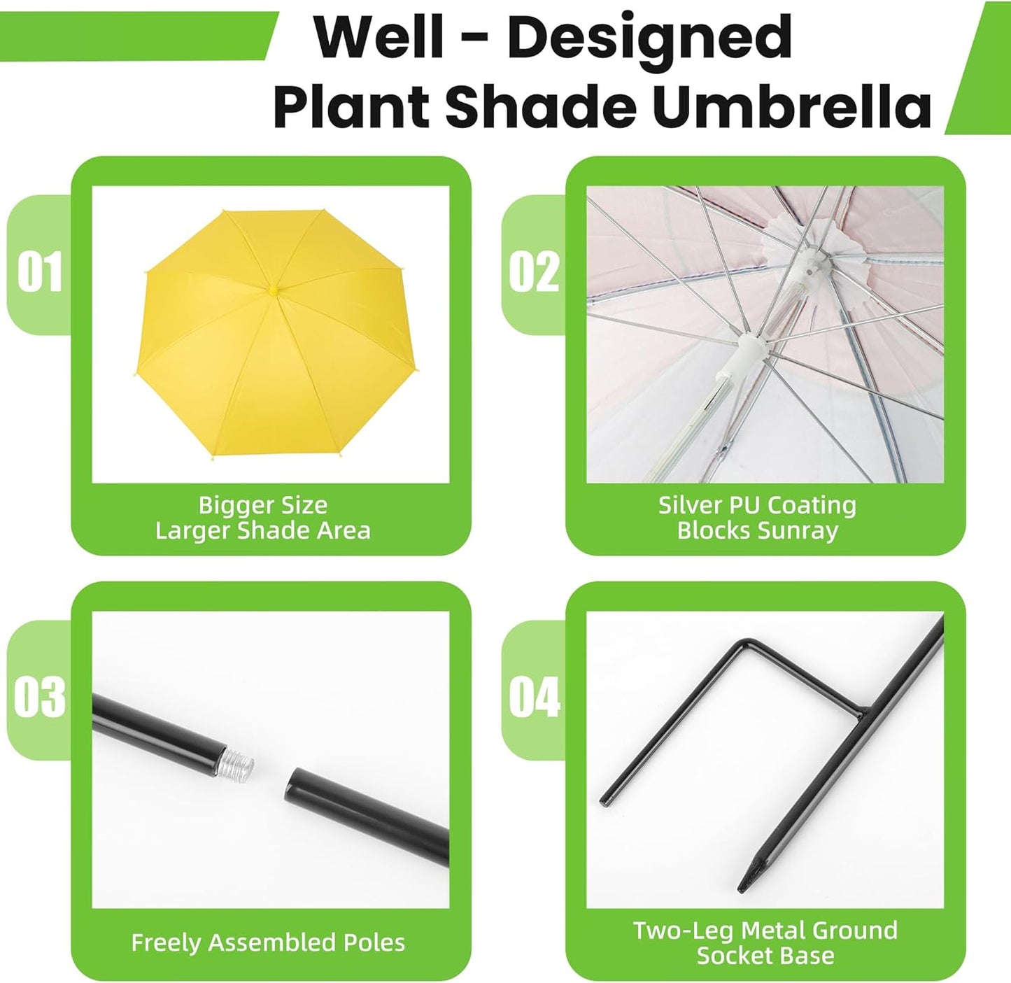 Plant Umbrellas for Outdoor Plants，3 Pack Garden Umbrella Shade for Potted Plants and Garden Beds，23.6" Sun Shade Covers