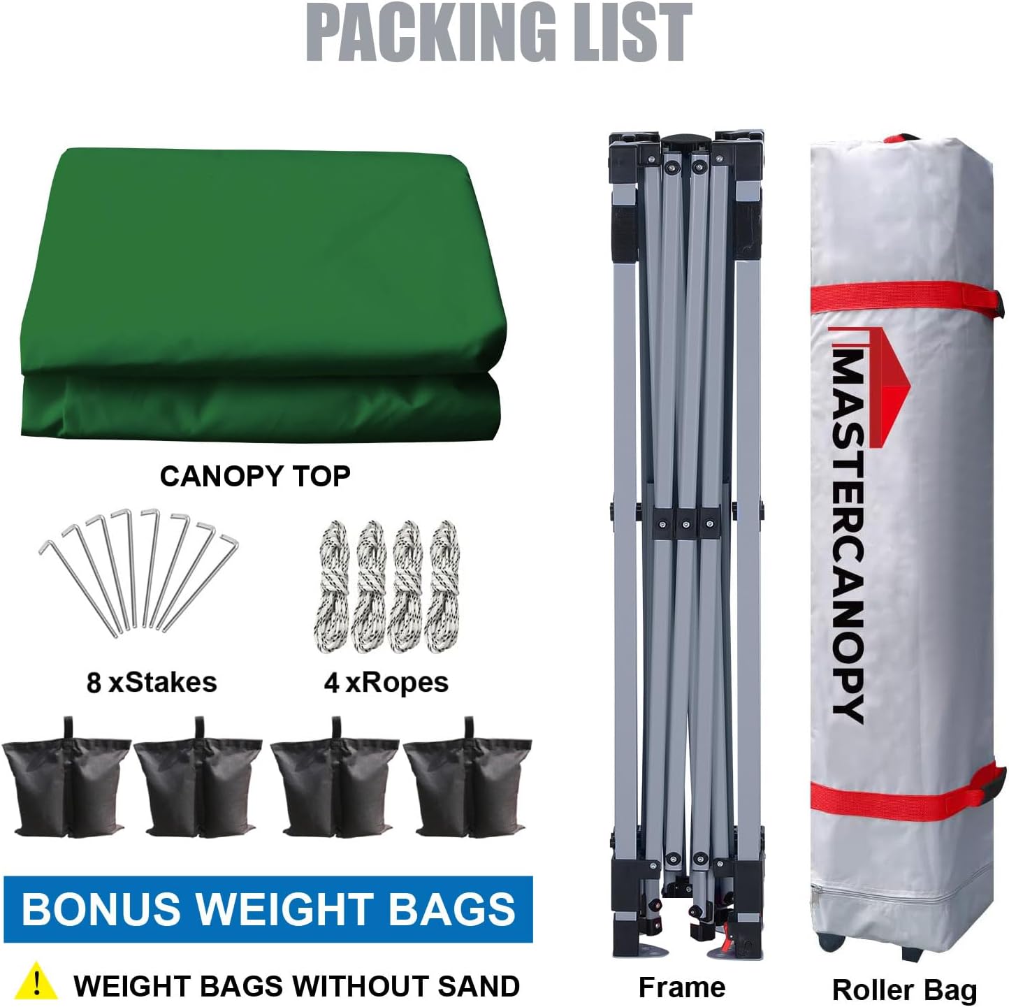 MASTERCANOPY Durable Pop-up Canopy Tent with Roller Bag (10x10, Forest Green)