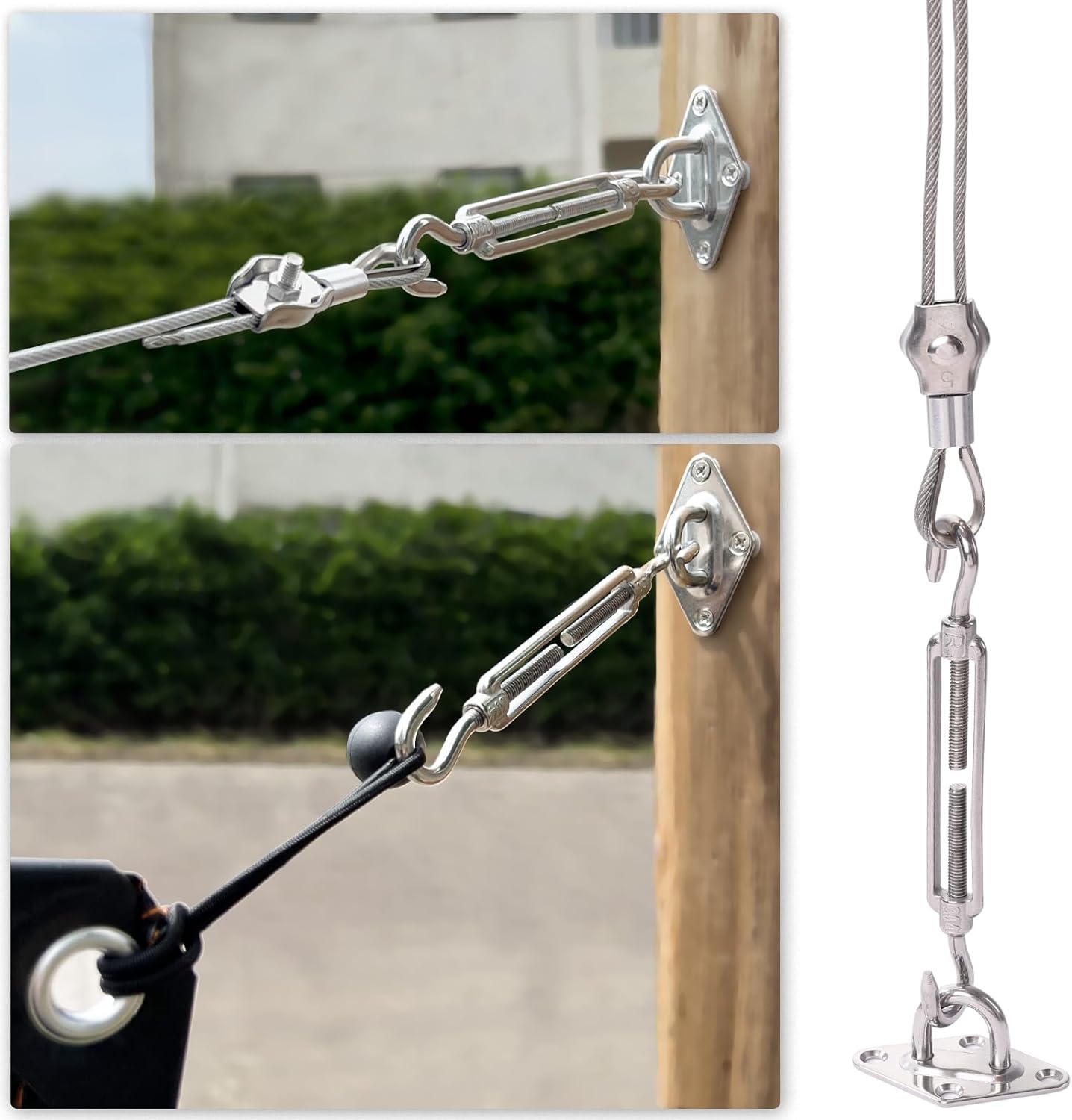 Shade Sail Hardware Kit 6 inch turnbuckles for Triangle Rectangle Sun Shade Sail Outdoor Installation turnbuckles for Cables Wire for Outdoor,Garden,Kitchen,Craft,118PCS