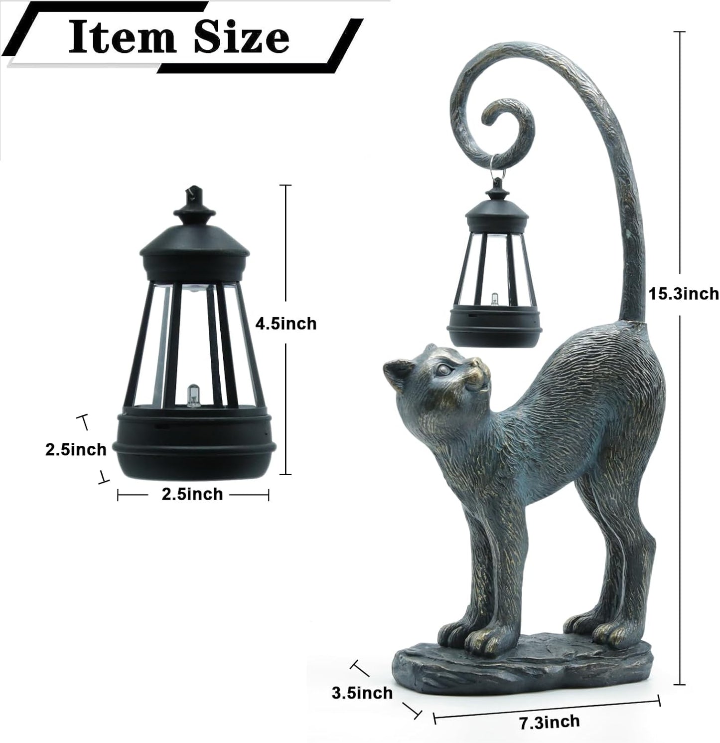 Solar Cat Outdoor Statues Halloween for Garden: Outdoor Decor Cat Figurine for Yard, Lawn, Patio, Porch, Balcony - Animal Art for Home Backyard - Birthday Gifts for Women Grandma Mom Sister