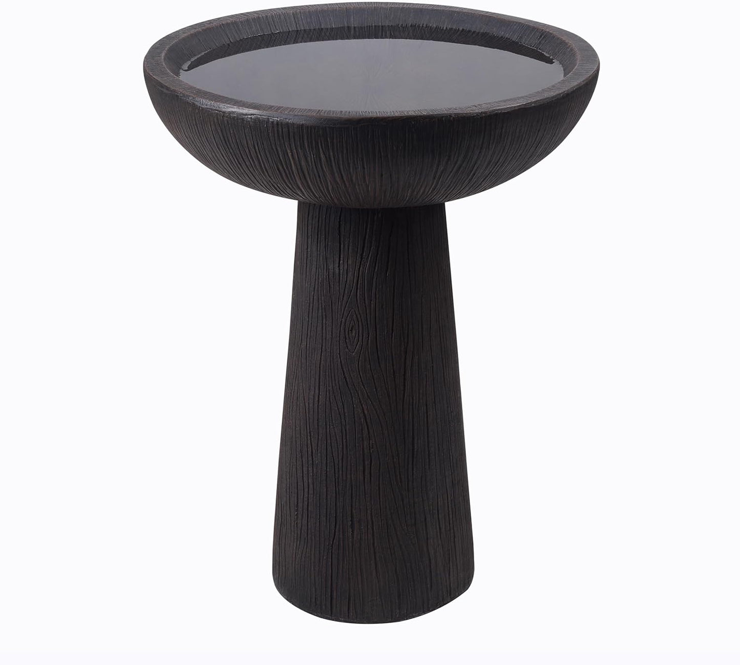 Bird Bath for Outdoor - 26'' Tall Resin Natural Wood Pattern Designt Birdbaths, Lightweight and Durable - Enhance Your Outside Garden with This Stunning Water Feature (Wood Grain)
