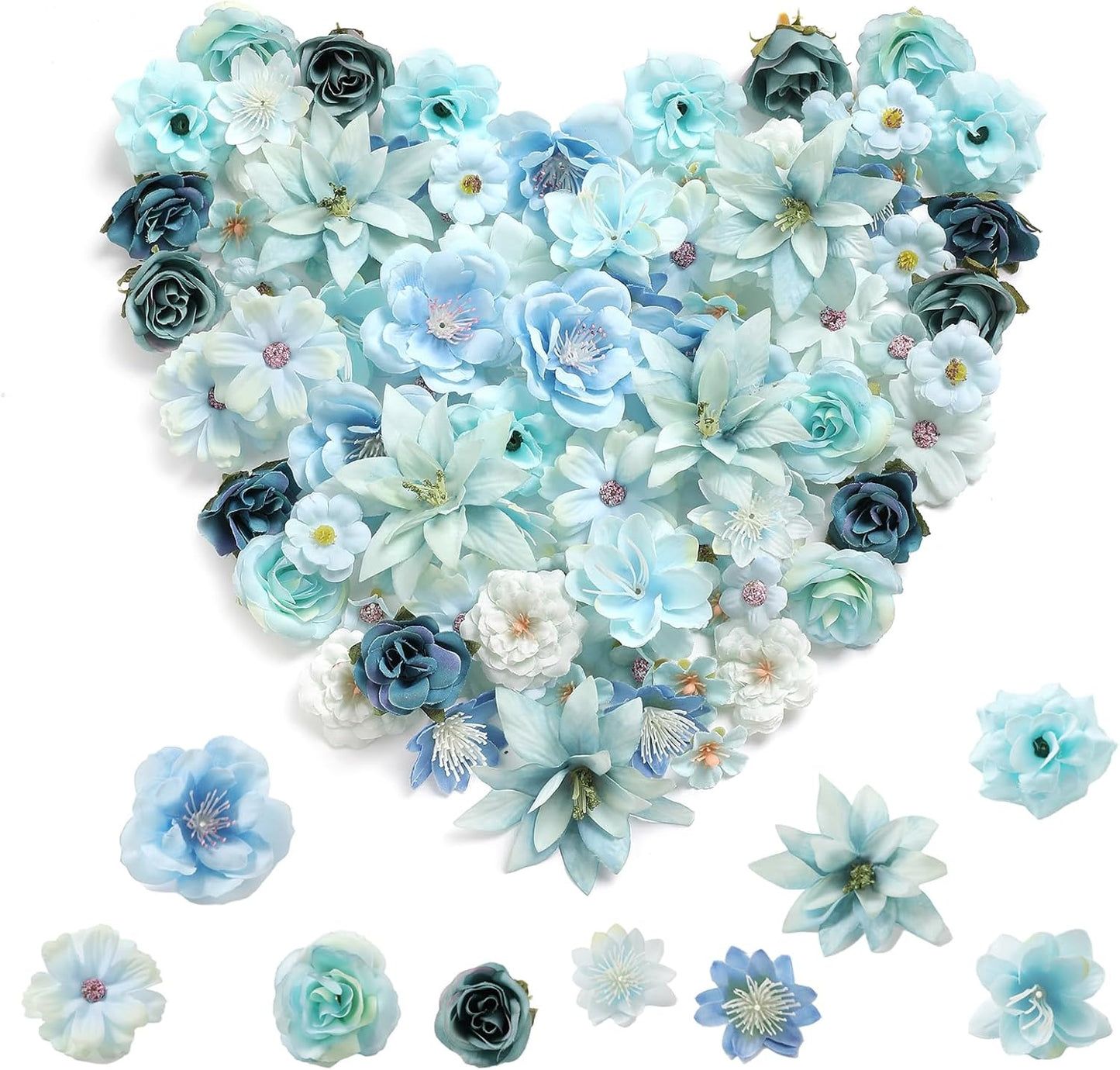 Serra Flora Realistic Mini Silk Flower Heads Set – Multicolor Daisy & Rose Artificial Flowers for Outdoor Wedding Garlands, DIY Crafts & Home Decor Accents