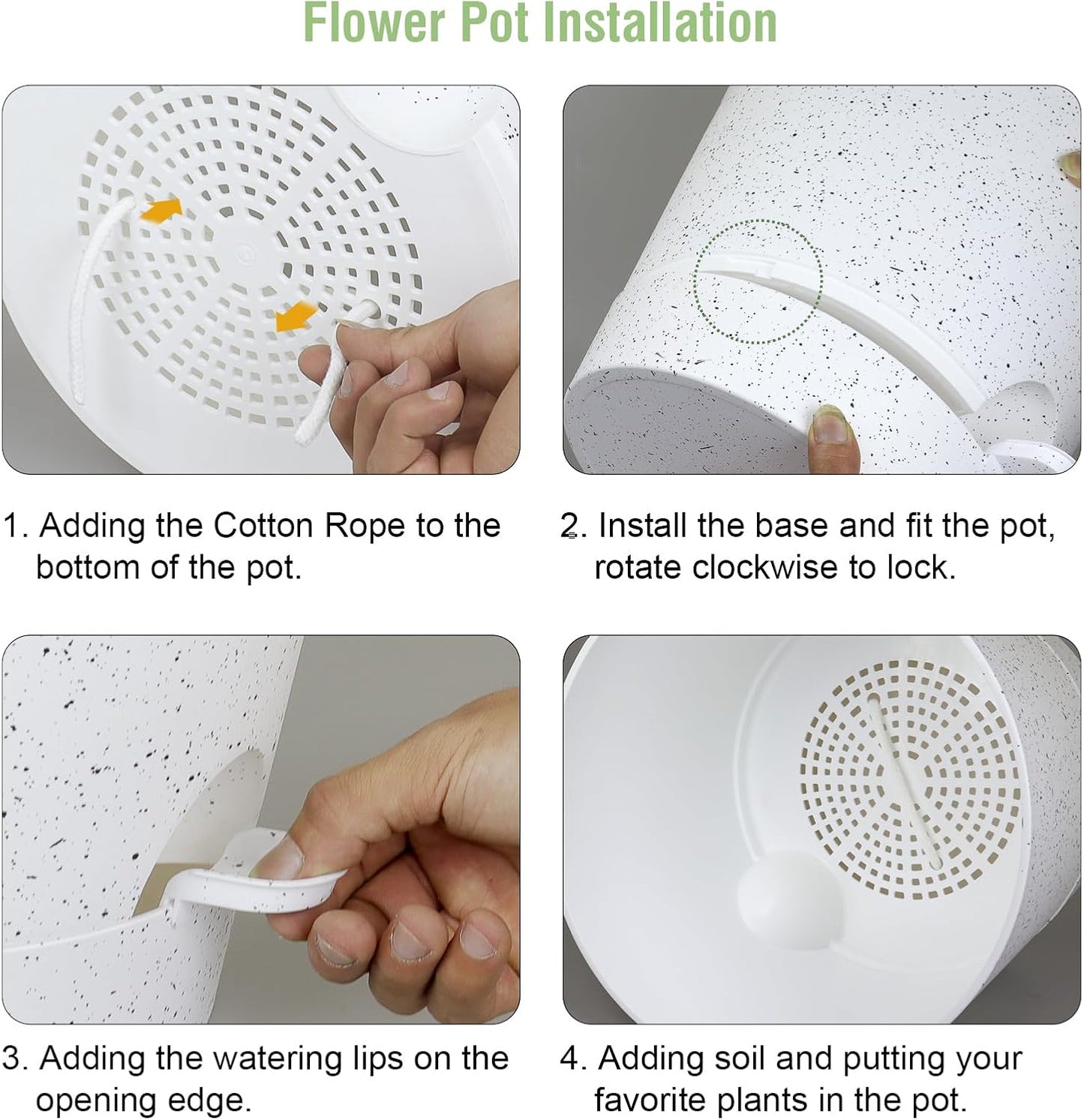 12 inch Large Self Watering Pots, Plant Pots with Mesh Drainage Holes for Indoor Outdoor Plants, Plastic Planters with Deep Reservoir for Garden House Flower Plants, Speckled White