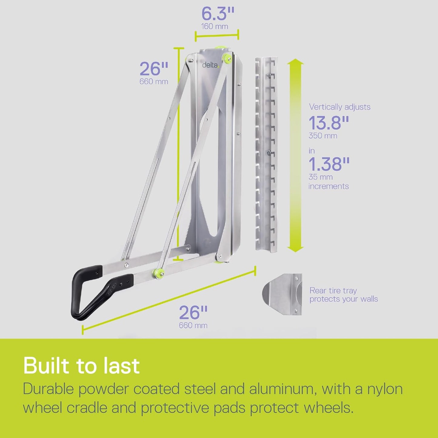 Pivot Bike Storage Rack by Delta Cycle - Bike Rack Garage Wall Mount Swivels to Save Space - No Lifting Required Vertical Bike Rack - Indoor Bike Storage Wall Hanger Holds Up to 100 lbs