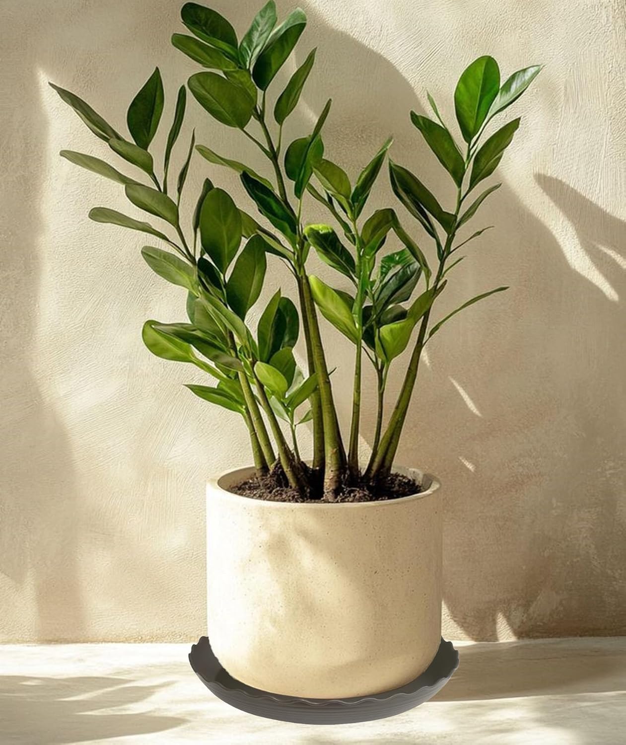 2 Pack of 14 inch Plant Saucer Plant Tray, Plastic Plant Saucer, Heavy Duty Plant Tray for Pots, Plant Saucers for Indoors Planter, Garden Water Plate Bowls for Gallon Grow Bags (Brown)