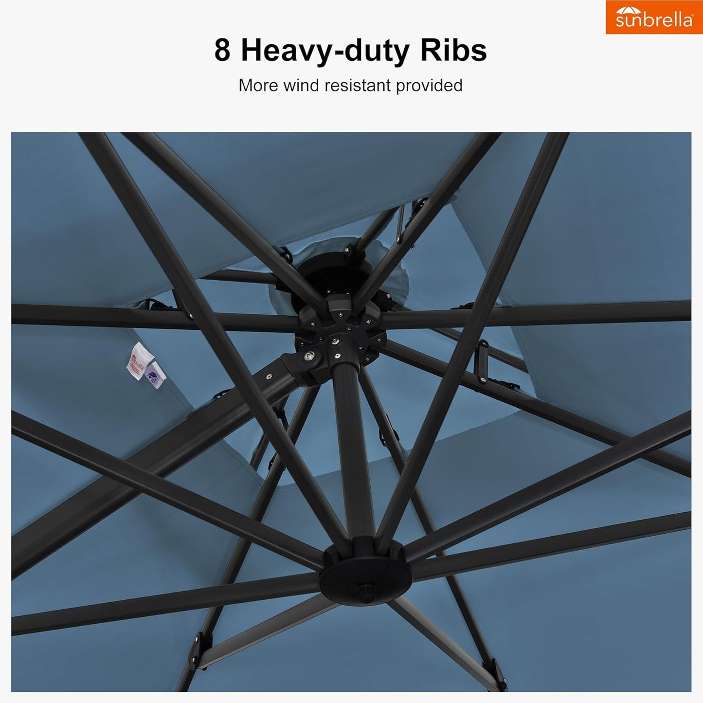 PURPLE LEAF Cantilever Umbrella 12FT Outdoor Square Double Top Large Offset Hanging 360° Rotation Heavy Duty Umbrella for Garden Patio Deck Pool Backyard Spectrum Denim