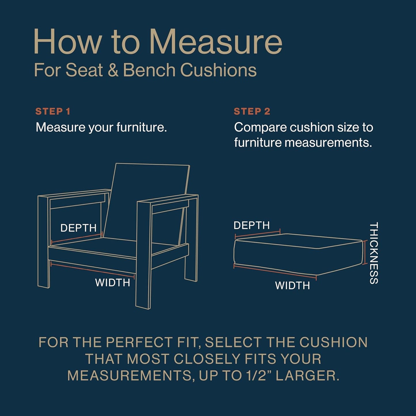 Honeycomb Outdoor Essentials Set of 2 Tufted Seat Pads, 19 x 18, Hampton Texture Navy Dining Chair Cushions for Patio Furniture