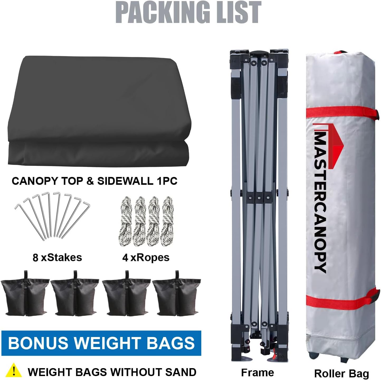 MASTERCANOPY Durable Pop-up Canopy Tent with 1 Sidewall (10'x10',Dark Gray)