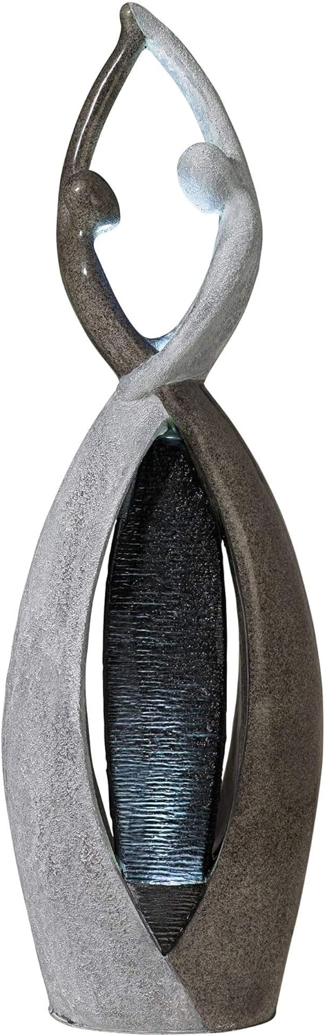 Dancing Couple 57" High Large Modern Indoor Outdoor Decor Faux Stone Floor Fountain with Light LED Standing Waterfall Tall Water Feature for Outside Garden Patio Yard Backyard Porch - John Timberland