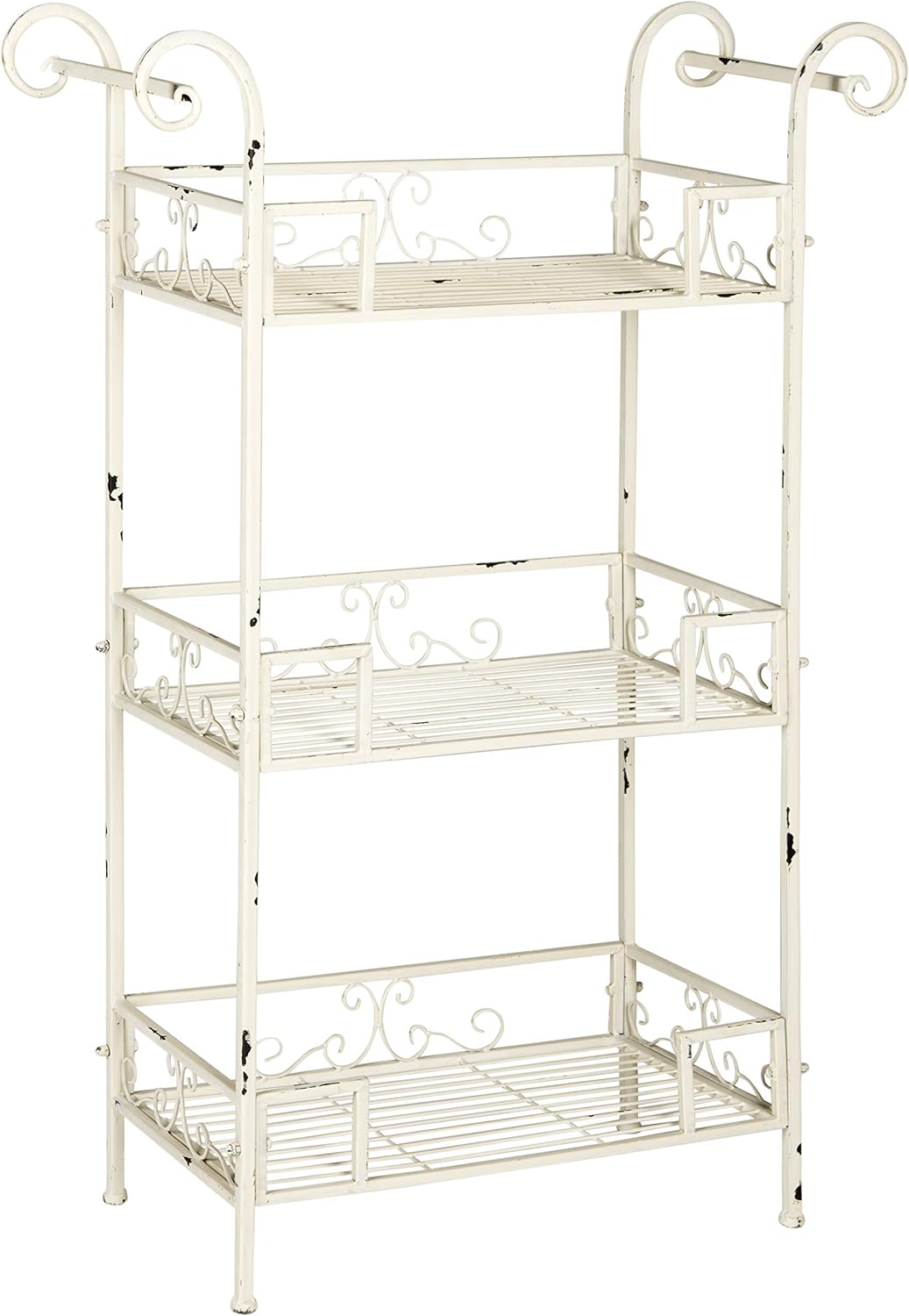 SAFAVIEH Outdoor Collection Noreen Antique White 3 Tier Shelf