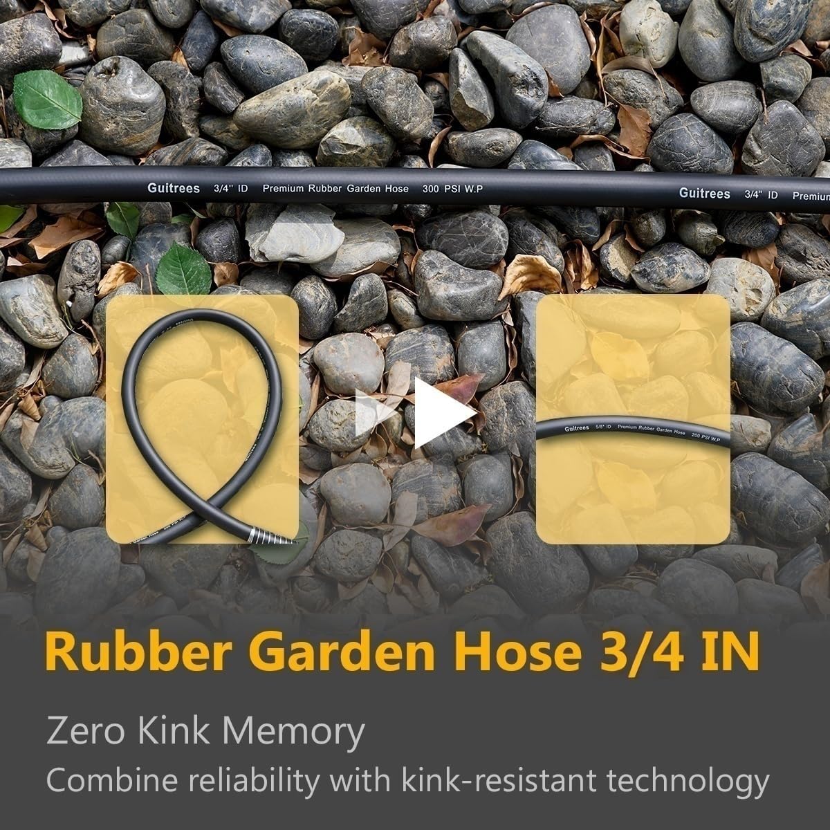 Leader Garden Hose 10ft x 3/4", Heavy Duty Short Water Hose, Female to Female Fittings, Five Layered Braiding for Durability, 1000PSI Burst, 300PSI Working (Black)