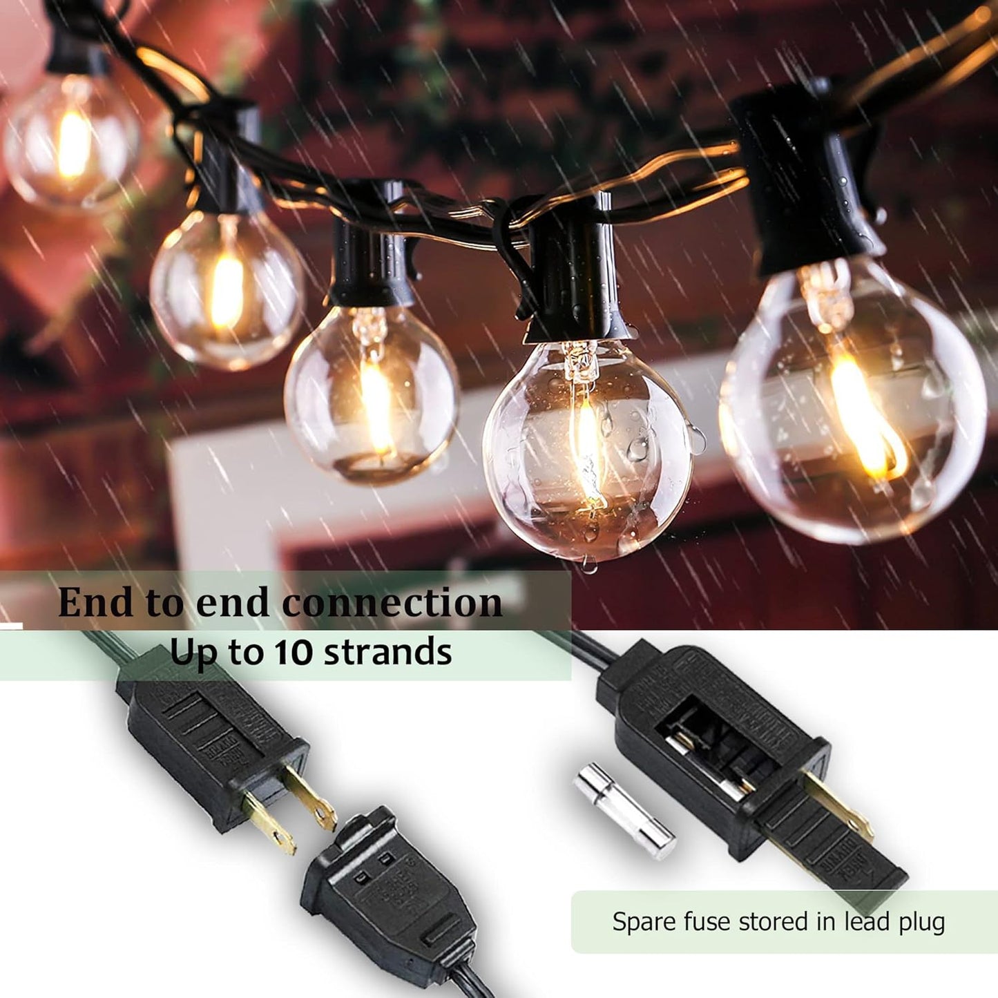 Outdoor String Lights 300FT Waterproof Globe String Lights with 150+4 Shatterproof G40 LED Bulbs,Dimmable Connectable Patio Lights String for Hanging Bistro Backyard Gazebo,2-Pack x 150 FT