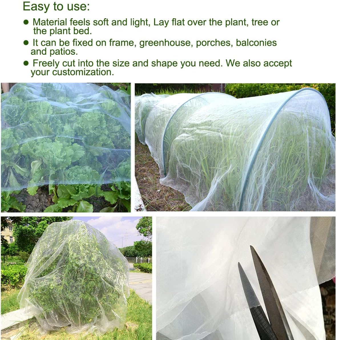 8Ft x 10Ft Mosquito Bug Insect Bird Fine Mesh Net Barrier Hunting Blind Garden Screen Netting for Protect Your Plant Fruits Flower