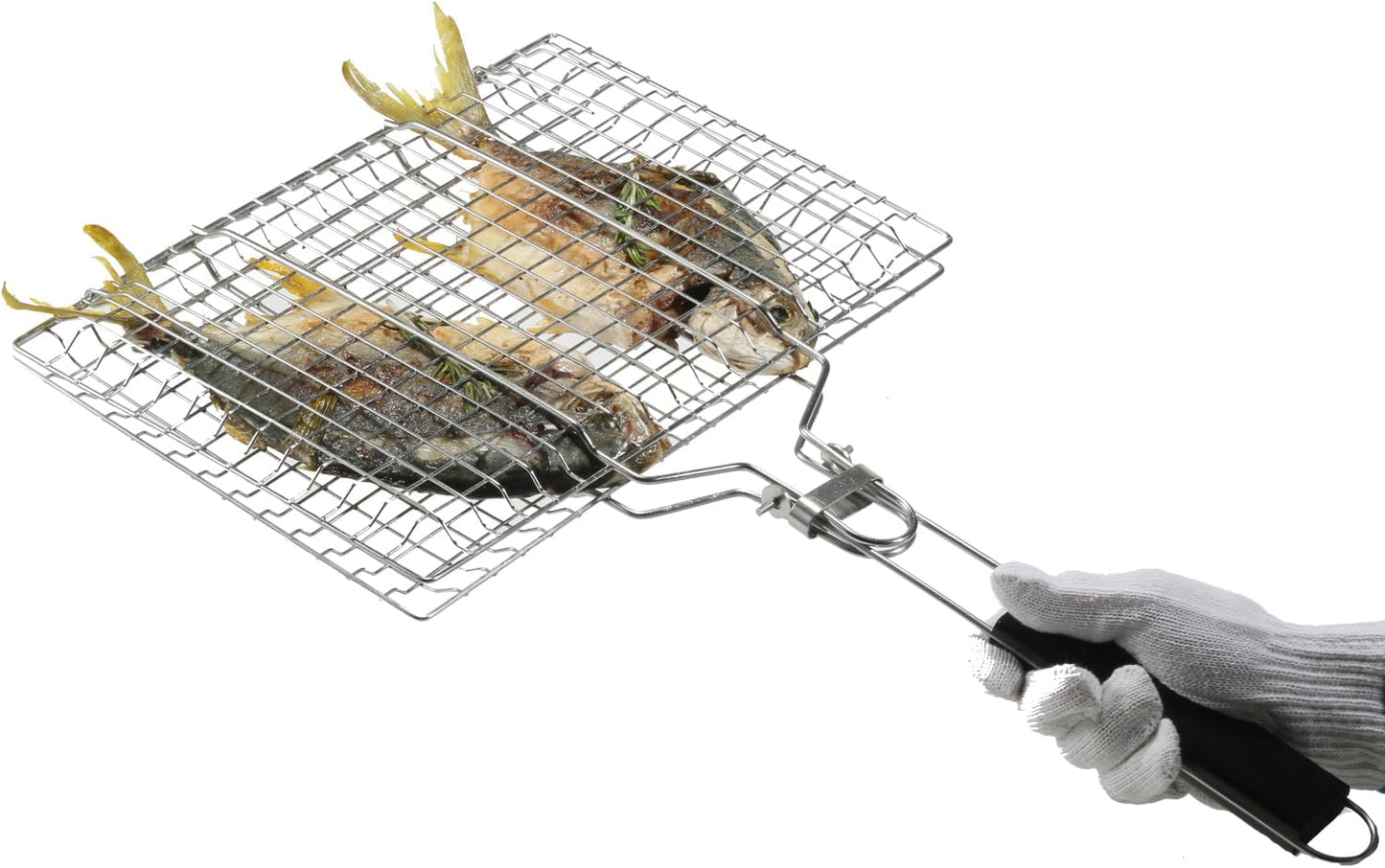 Shallow Grill Basket Fish Grill Basket, Fish Grilling Basket BBQ Fish Grill Baskets for Outdoor Grill,Grill Basket with Removable Handle. Perfect for Grilling Fish Fillets