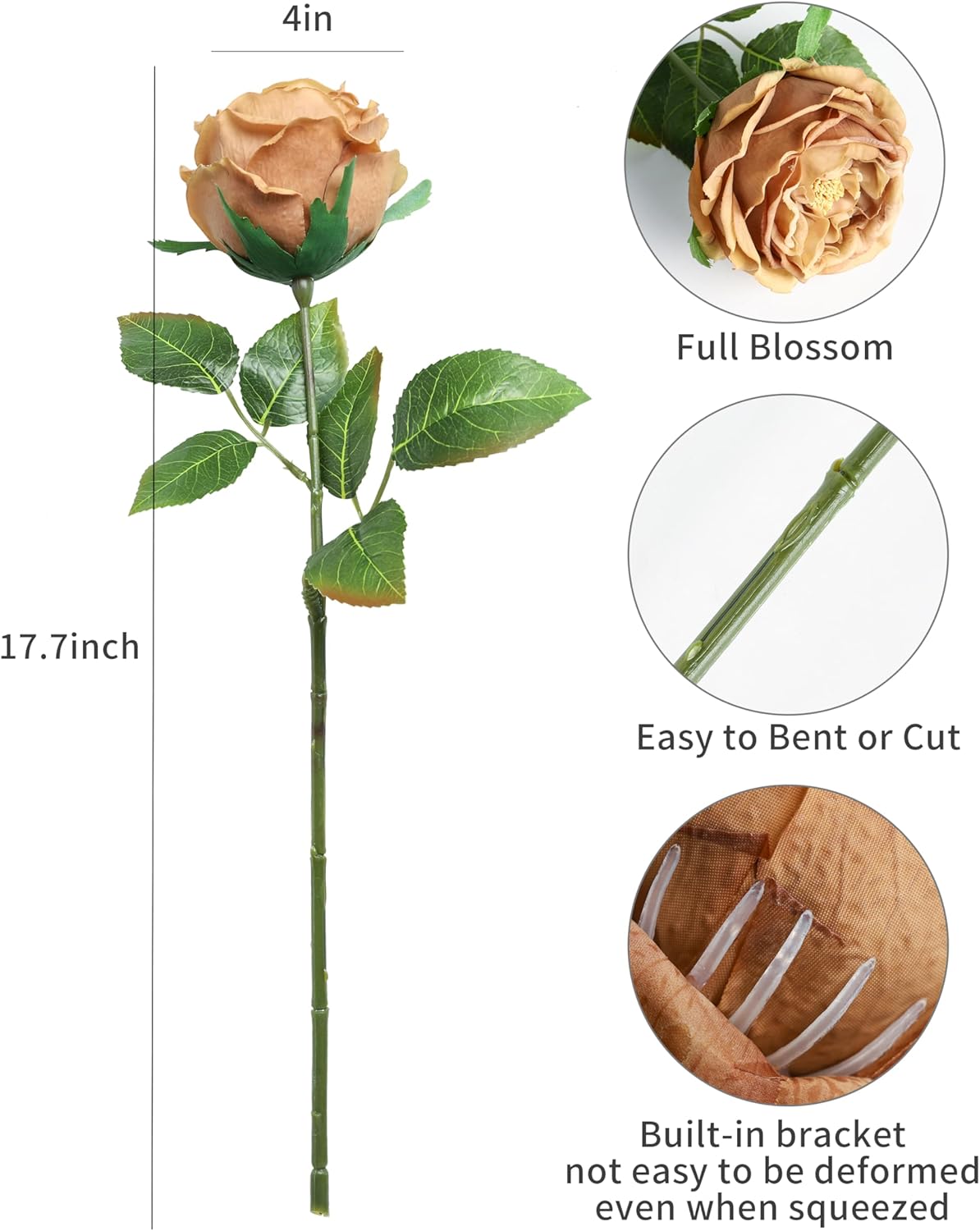 DuHouse 5Pcs Silk Roses Fake Roses with Stems Real Touch Rose Peony Latex Fake Flower for Arrangement Wedding Party Home Decoration