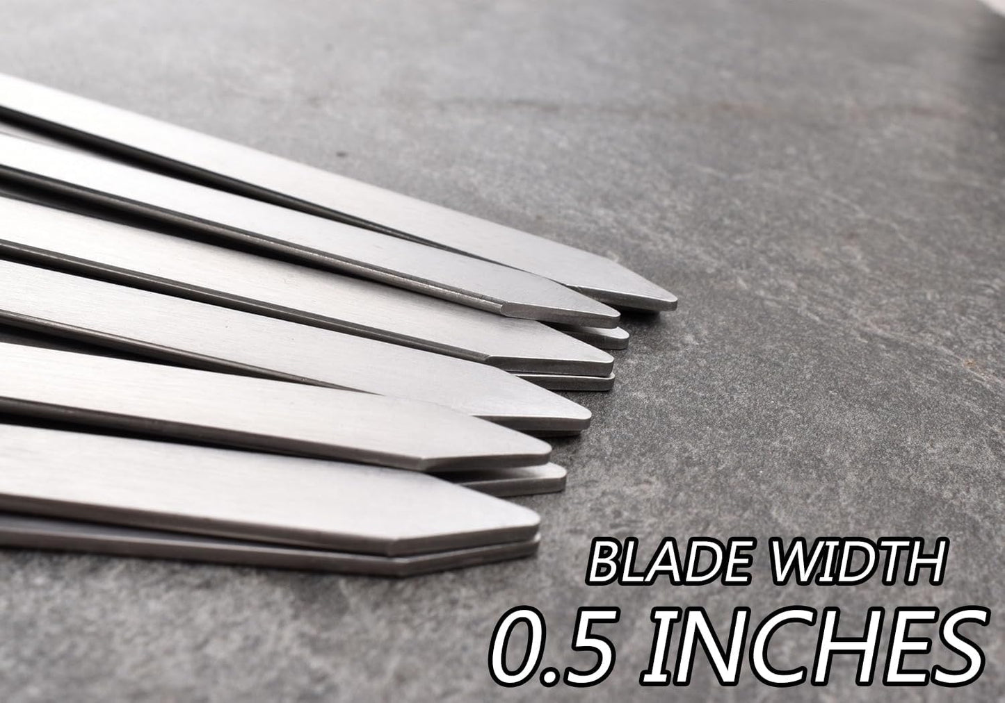 17-Inch 24 Pack Long Flat BBQ Skewers, HONSHEN 3/8 Inch Stainless Steel Wide Blade with hardwood Handle barbecue skewers for Grilling Meat,Chicken,Shrimp,Vegetables (17Inch Flat BBQ Skewers 24p)