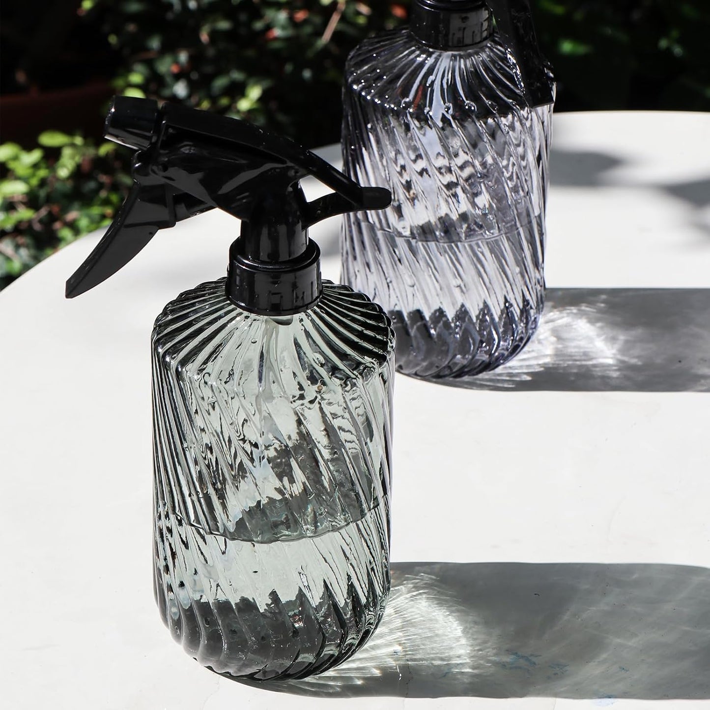 OFFIDIX Fine Mist Plant Mister,Handheld Pressure Glass Spray Bottles,0.45L/15.22oz Watering Can with Adjustable Nozzle for Outdoor Indoor Gardening and Cleaning Work(Diagonal Light Green)