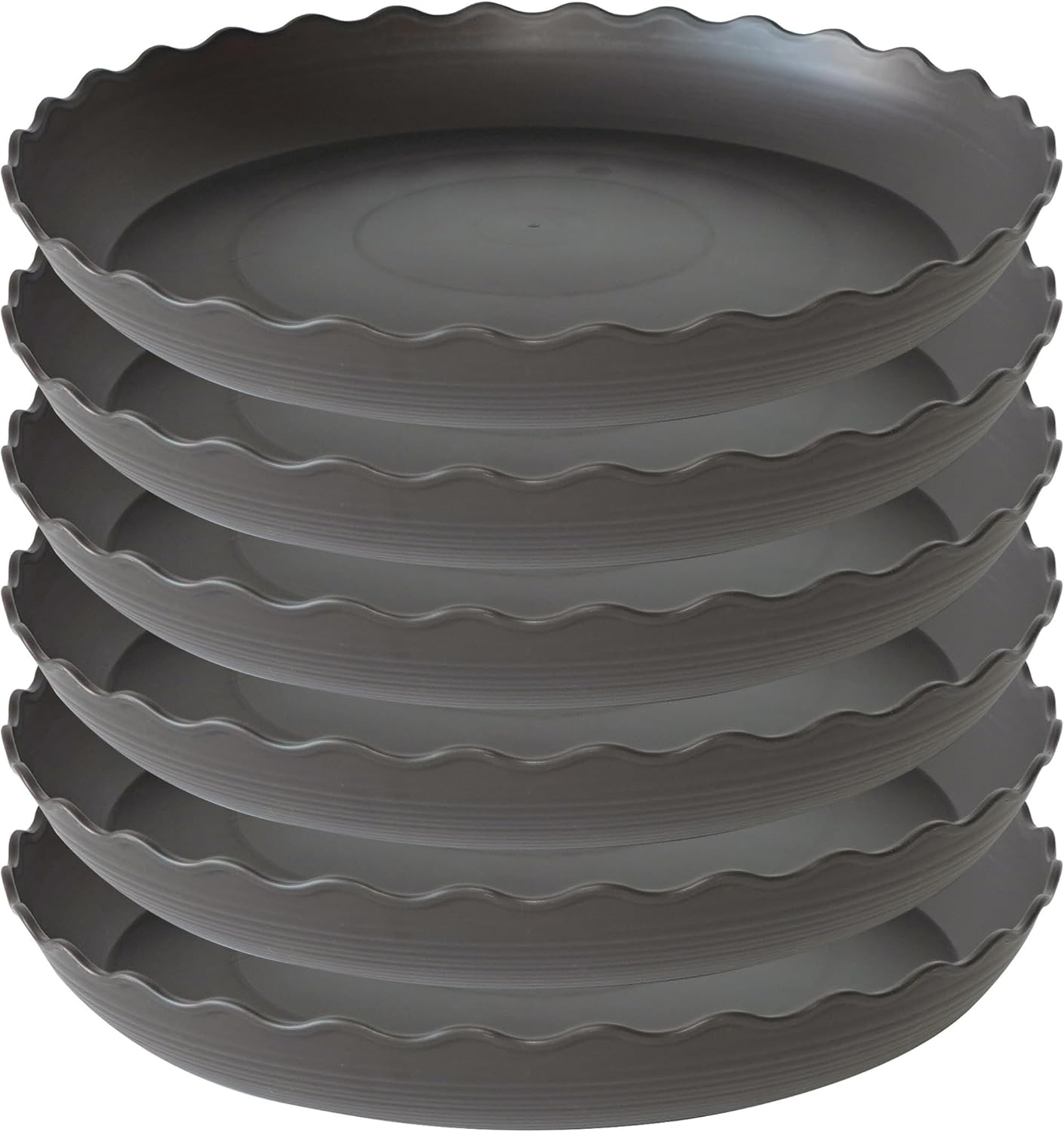 6 Pack Plant Saucer 10 inch, Heavy Duty Plastic Plant Saucers, Durable Plant Tray for Pots, Flower Saucers for Indoors, Plant Pot Saucers, Trays for Planter (Brown)