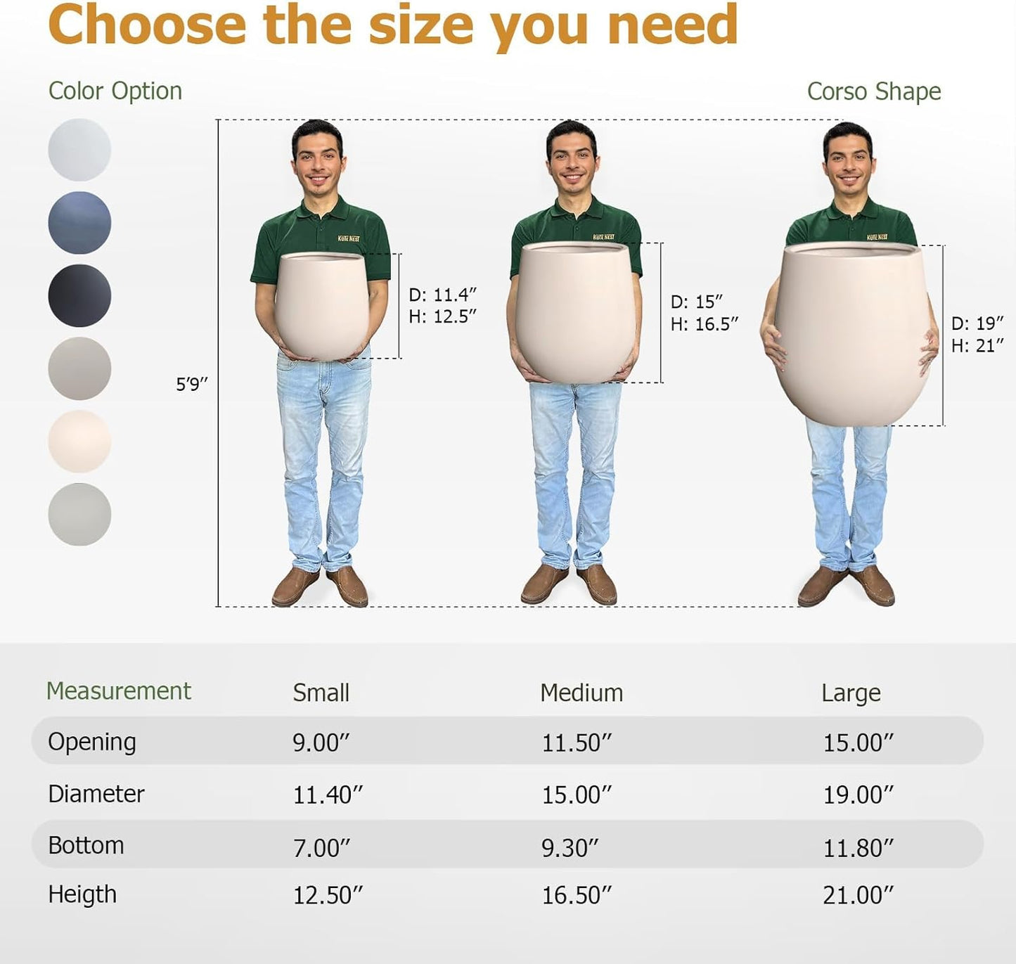 21" H x 19" D Corso Fiberstone Round Tapered Planter with Drainage Hole, Smooth Finishes, Weather Resistant for Indoor and Outdoor Use (Kilim Beige, 15" Pot Opening)