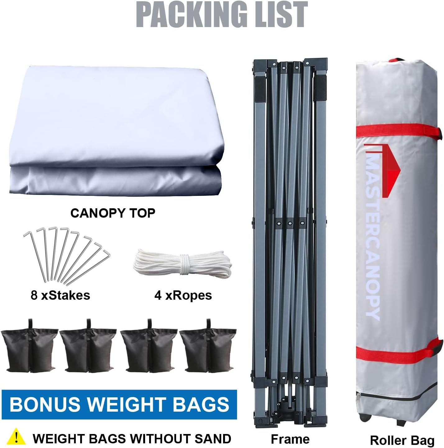 MASTERCANOPY Durable Pop-up Canopy Tent with Roller Bag (12x12, White)