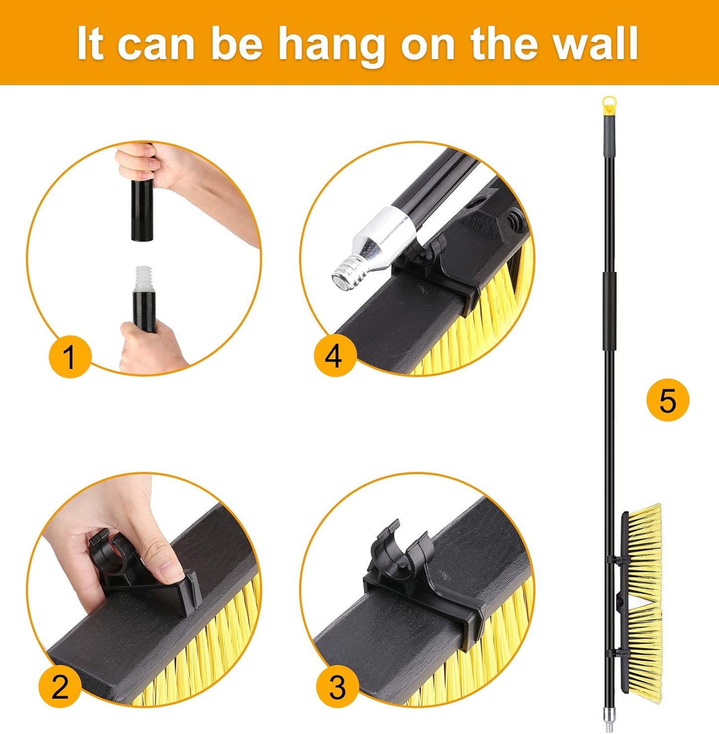 KeFanta 18 Inches Push Broom Outdoor- Heavy Duty Broom with 63" Long Handle for Deck Driveway Garage Yard Patio Warehouse Concrete Floor Cleaning