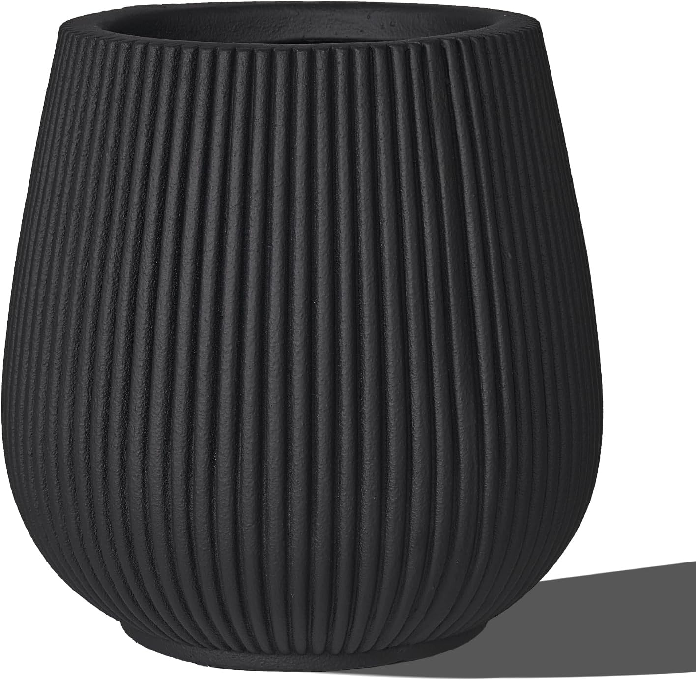 16 Inch Handmade Concrete Outdoor Planter - Classic Striped Design | Fiberglass & Composite Material | Durable for Commercial & Home Decor