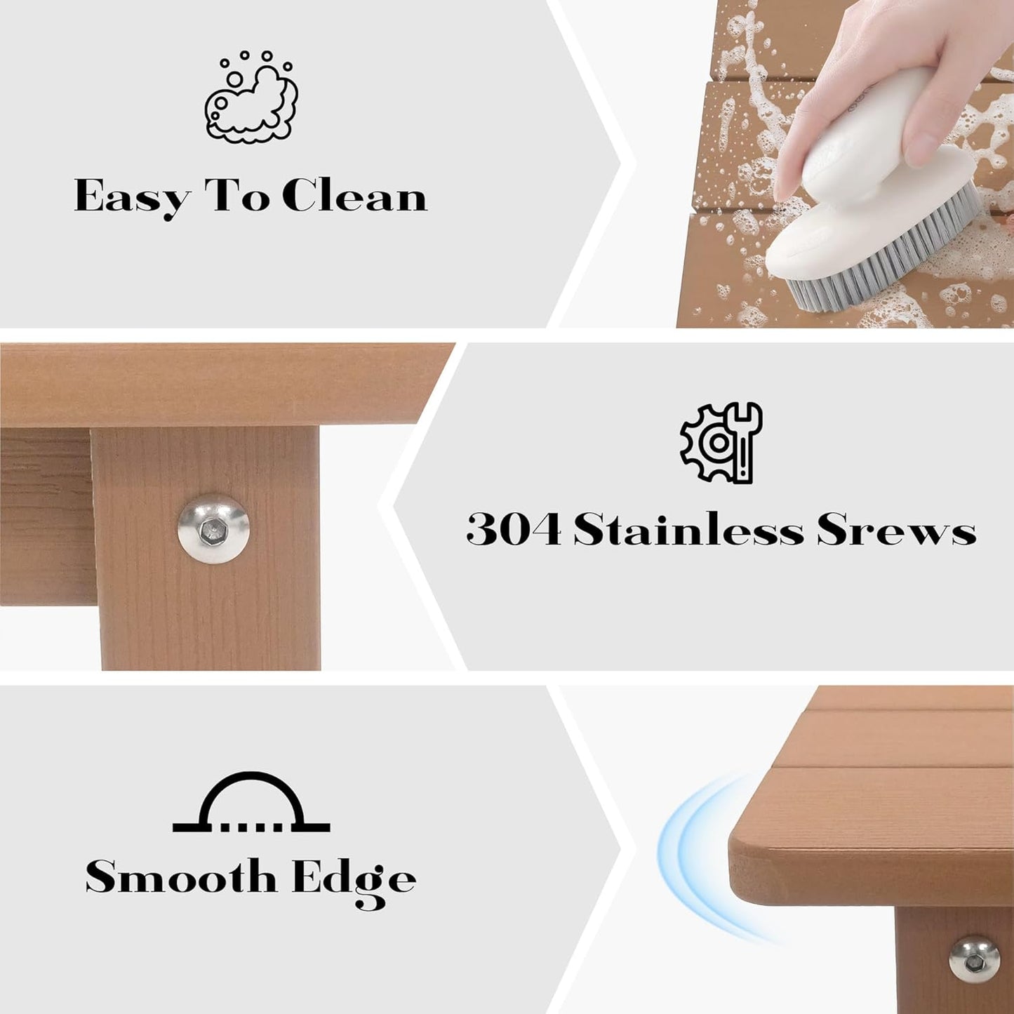 Outdoor Side Table, Small Adirondack Side Table for Adirondack Chair - Indoor Outdoor End Table - HDPS (Teak)