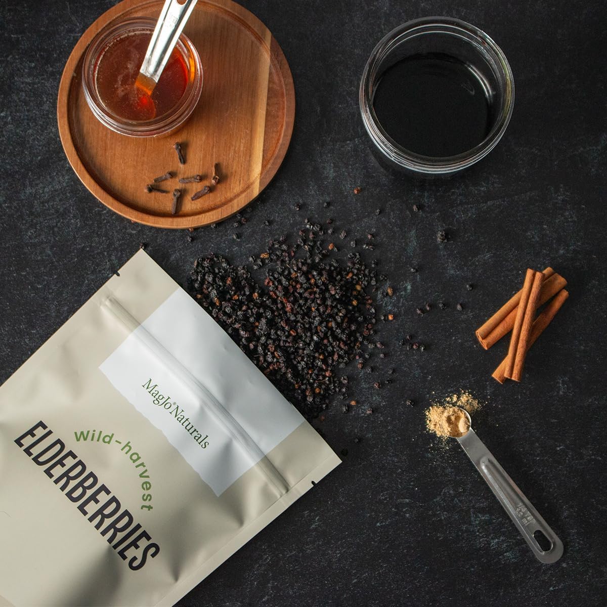 MagJo Dried Elderberries - 100% Wild crafted Dried Elder berries - 2lb Bulk - Non-Irradiated, Non-GMO, Whole Black Elderberry Immune Support - Raw Vegan Sambucus 2 Pack