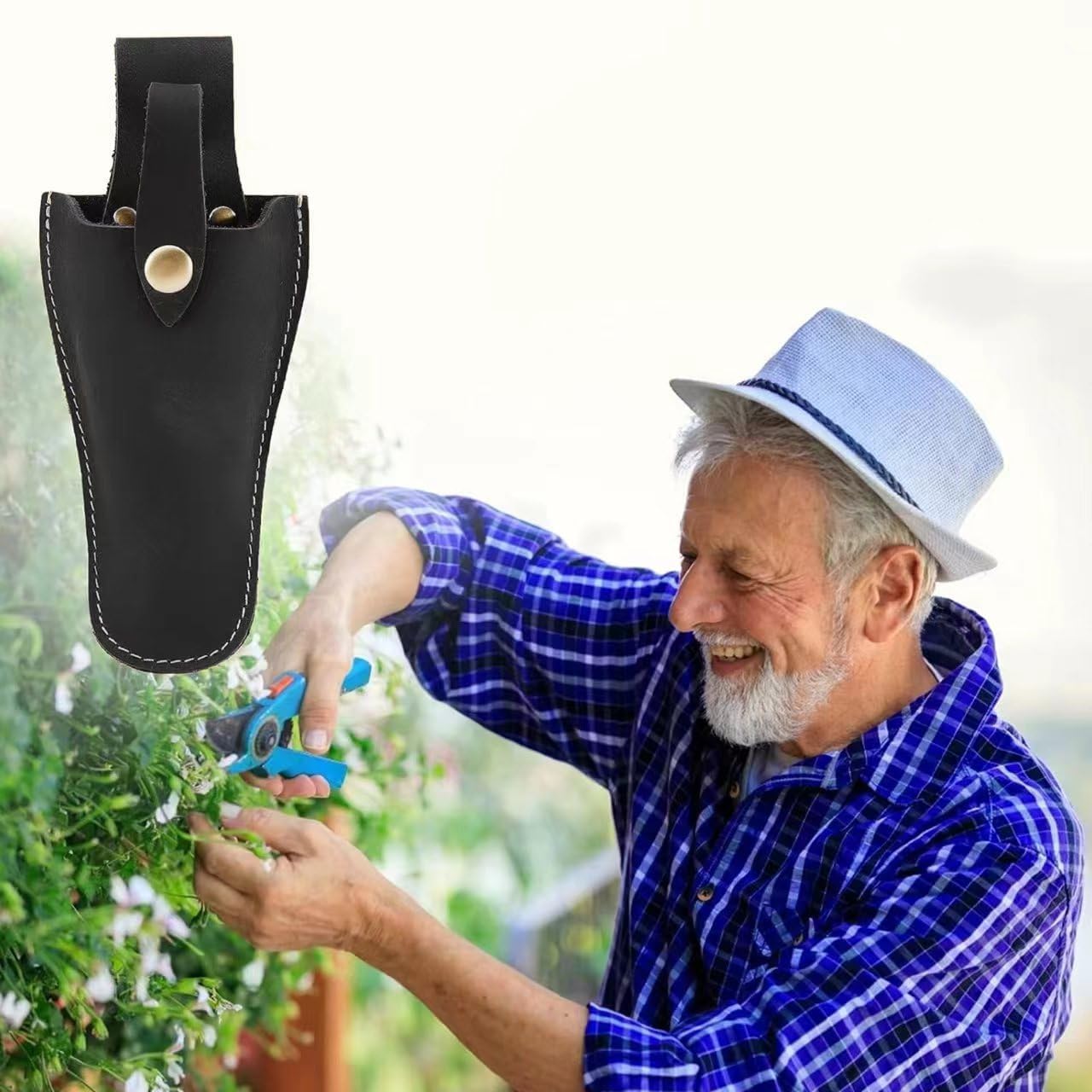 Plier Holder for Belt, Durable Leather Sheath Pouch Holder Gardening Tools Holster Belt Case for Garden Pruning Pliers Shears Scissors or Knife,Tools Gifts for Men Dad Husband Boyfriend