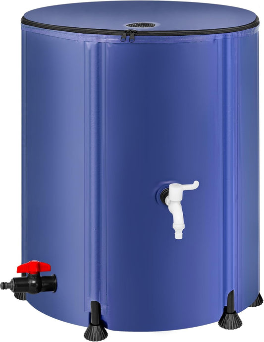 Collapsible Rain Barrel Water Storage Containers-53 Gallon Portable Rainwater Collect System Water Tank to Collect Rainwater from Gutter Downspout Water Catcher with Spigots,Filter＆Overflow Kits