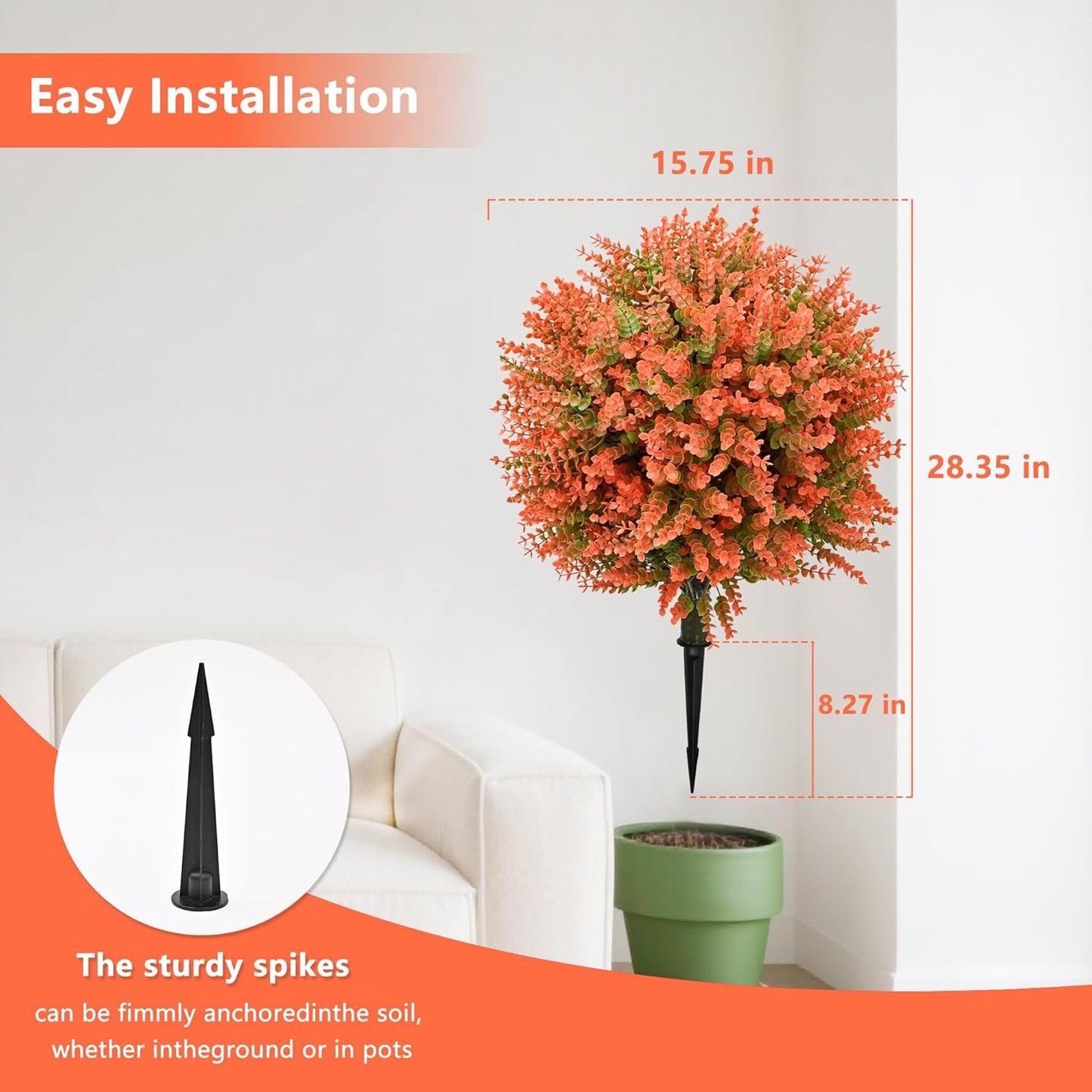 28" Artificial Boxwood Topiary Tree, UV Resistant Fall-Themed Faux Topiary for Outdoors & Indoors, Realistic Topiary Bush for Porch,Front Door, Patio,Thanksgiving & Seasonal Home Decor