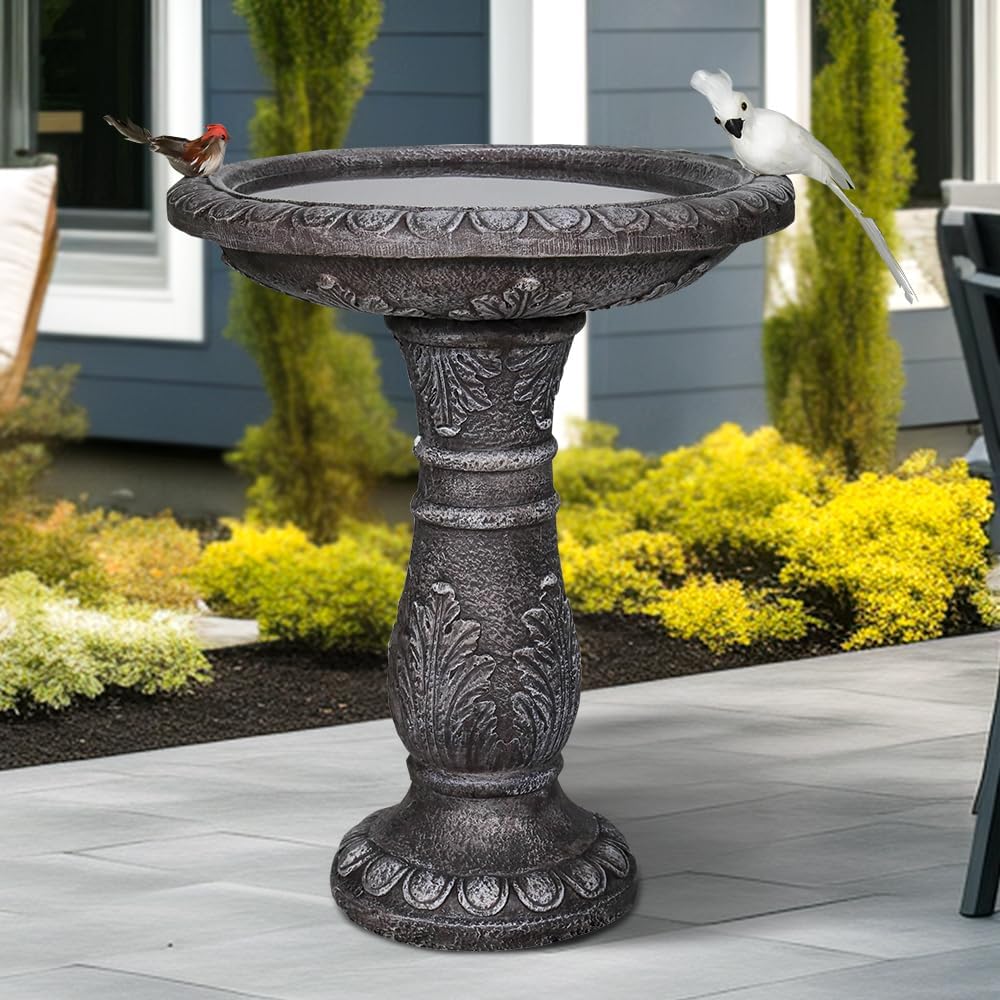 Outdoor Bird Bath for Garden Decoration - 24.4" H * 20" Φ Bird Bath for Outside, Classical Birdbath Patio or Yard