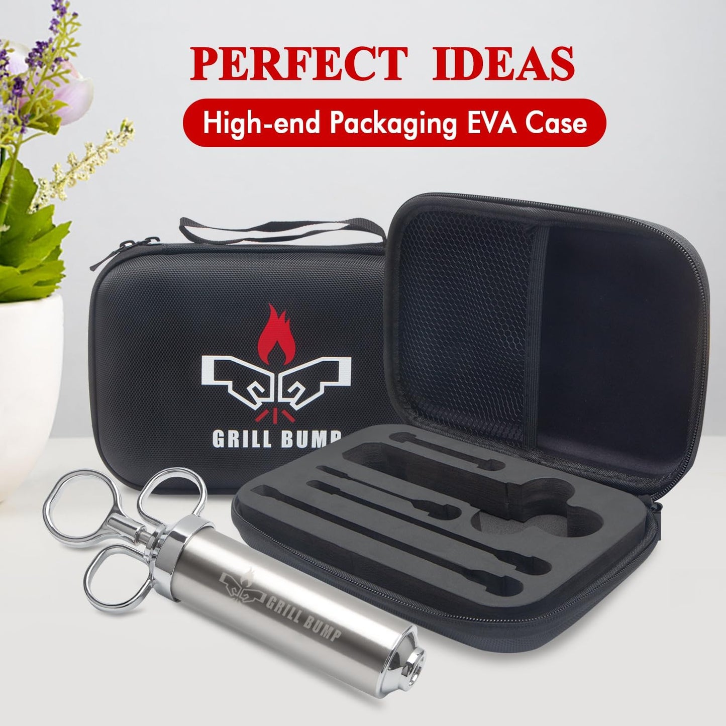 Meat Injector Syringe Kit for Smoker with 3 Flavor Food Injector Syringe Meat Needles, Injection Marinades Brine for Meat, Turkey; 2-oz, Including Paper and E-Book (PDF) User Manual