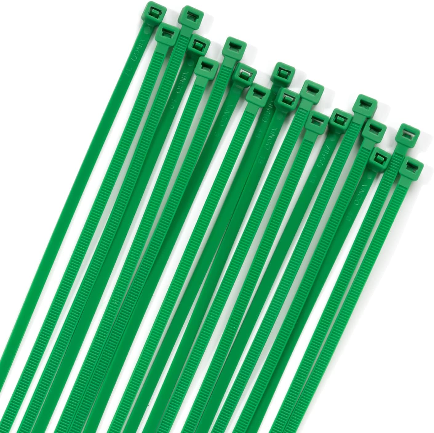XINGO 100PCS Heavy Duty Cable Zip Ties, 8 inch Green Nylon, 50 Pounds Tensile Strength, Self-Locking
