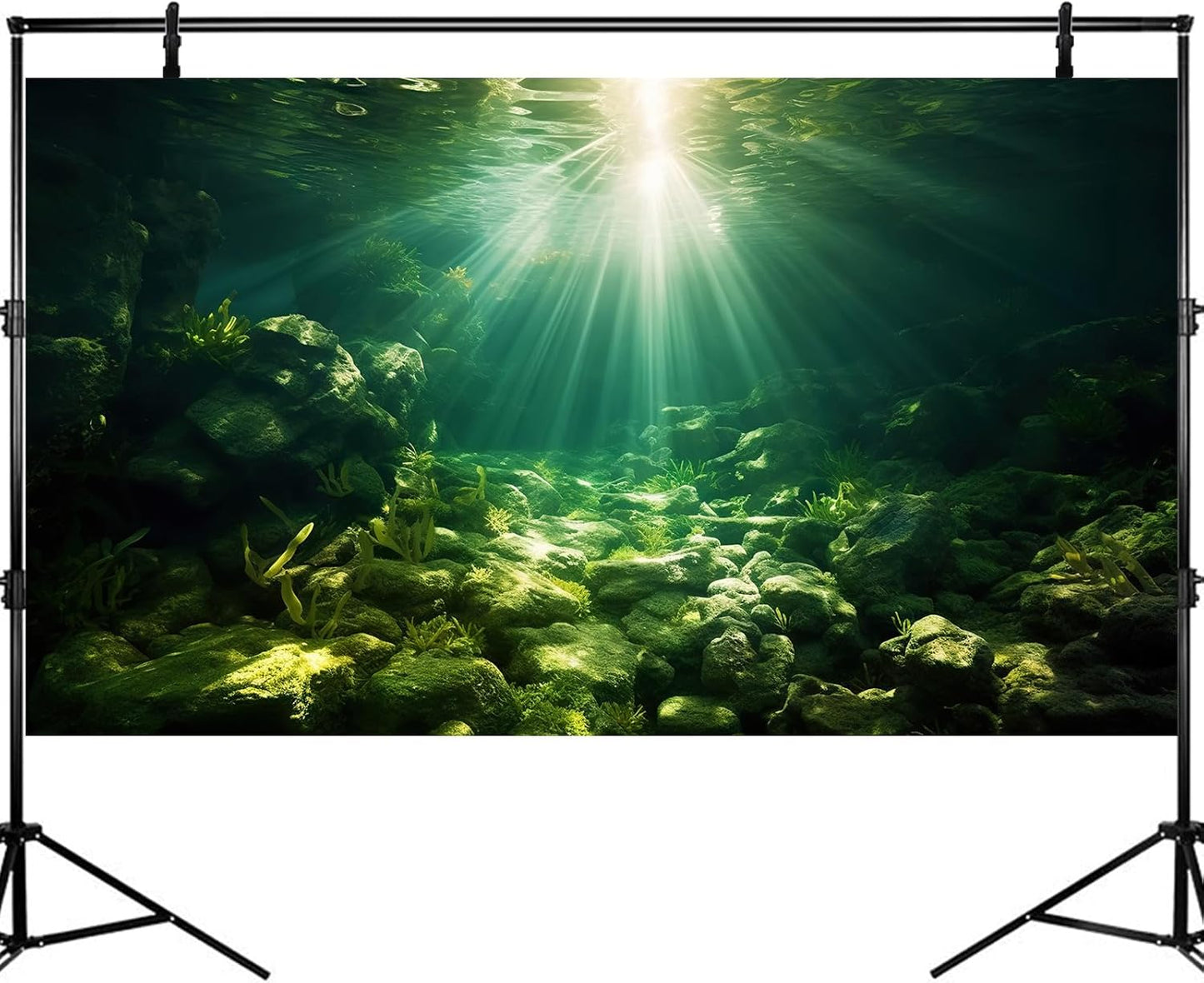 Underwater Sunray Aquarium Background Deep Ocean Rock Cave Fish Tank Background Under The Sea Coral Reef Aquarium Backgrounds Ocean Floor Tropical Fish Terrarium Backgrounds 72x18in