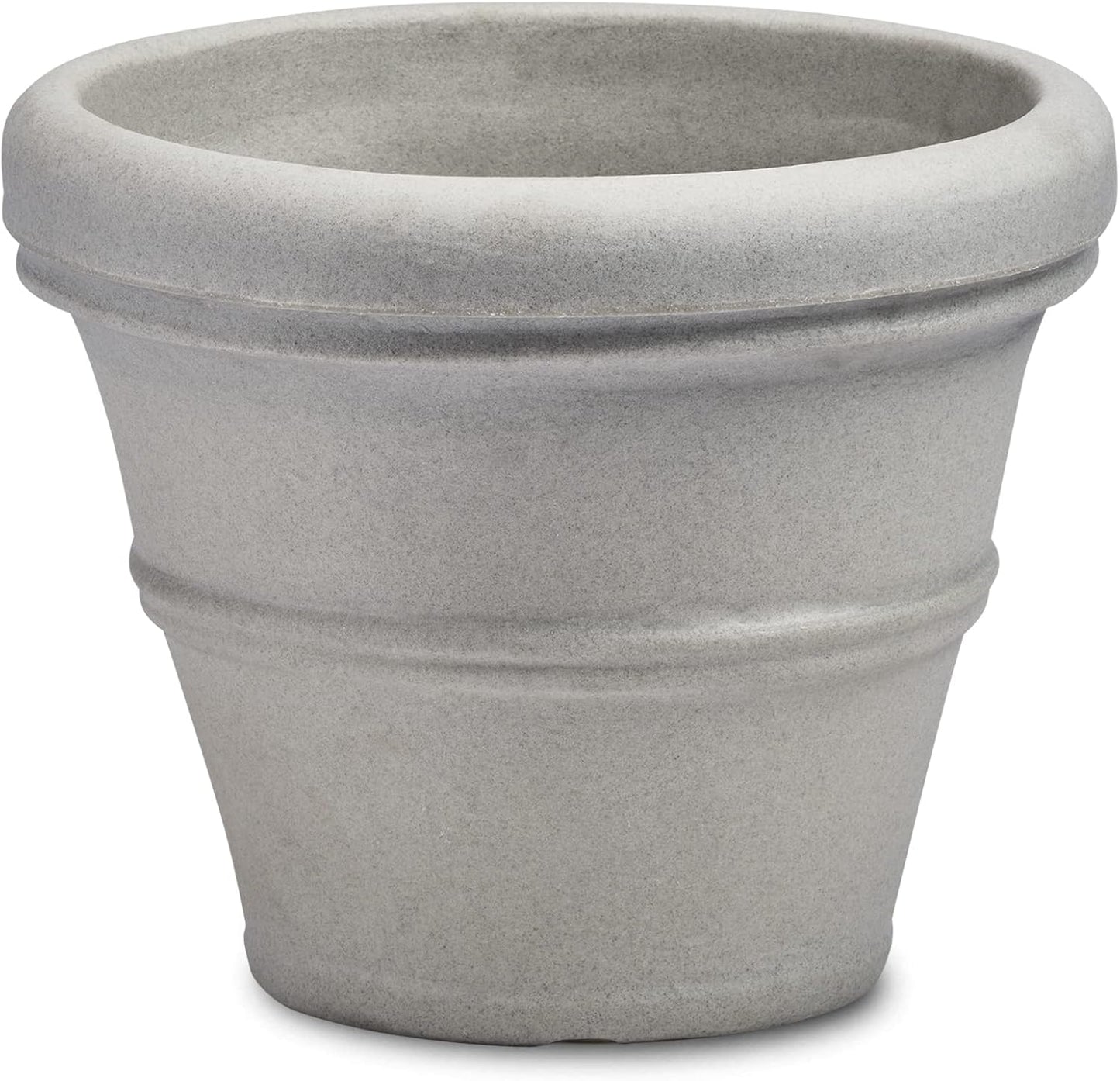 Crescent Garden Brunello Planter, Classic Rolled-Rim Plant Pot, Plastic Indoor-Outdoor Planter, 12-Inch (Weathered Concrete-Color)