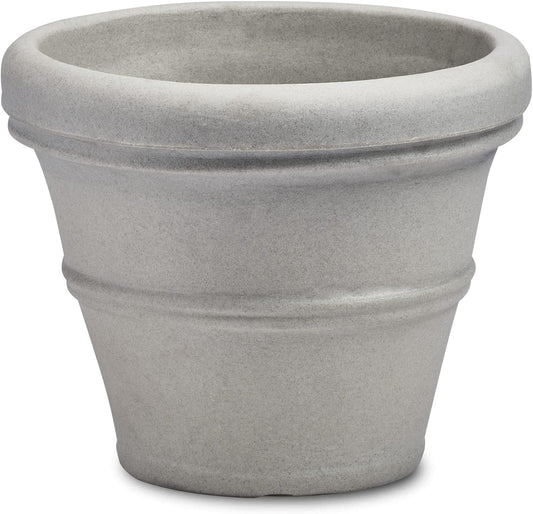 Crescent Garden Brunello Classic Rolled Rim Planter Pot, Indoor/Outdoor Weather-Safe Round Plant Pot, 14'' (Weathered Concrete)