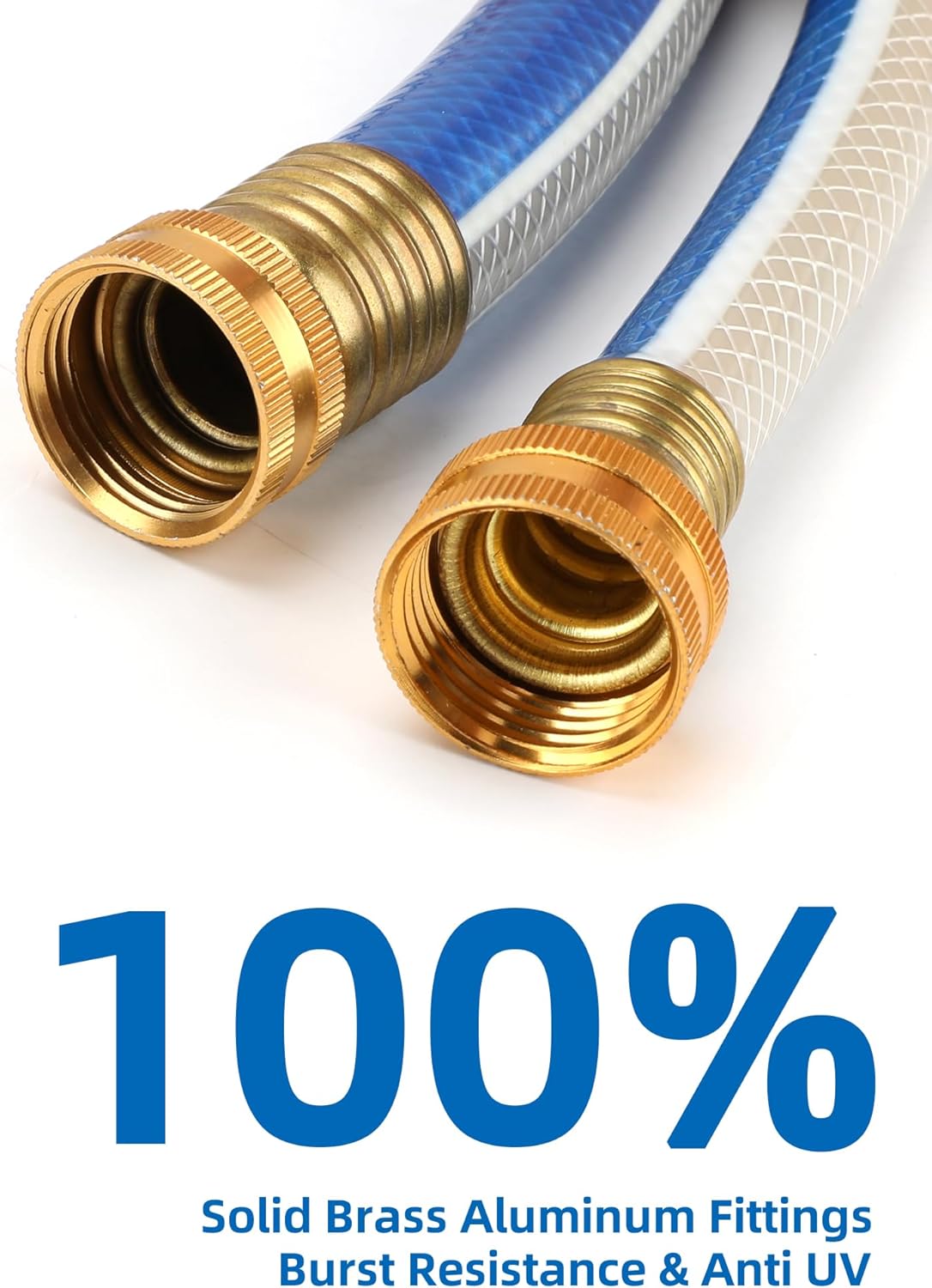 Solution4Patio Short Leader Blue Garden Hose 3/4 in. x 10 ft.-Kink Free, No Leaking, Male to Female Brass/Aluminum Fittings-Heavy Duty Durable Flexible Lightweight Water Pipe for Household &Commercial