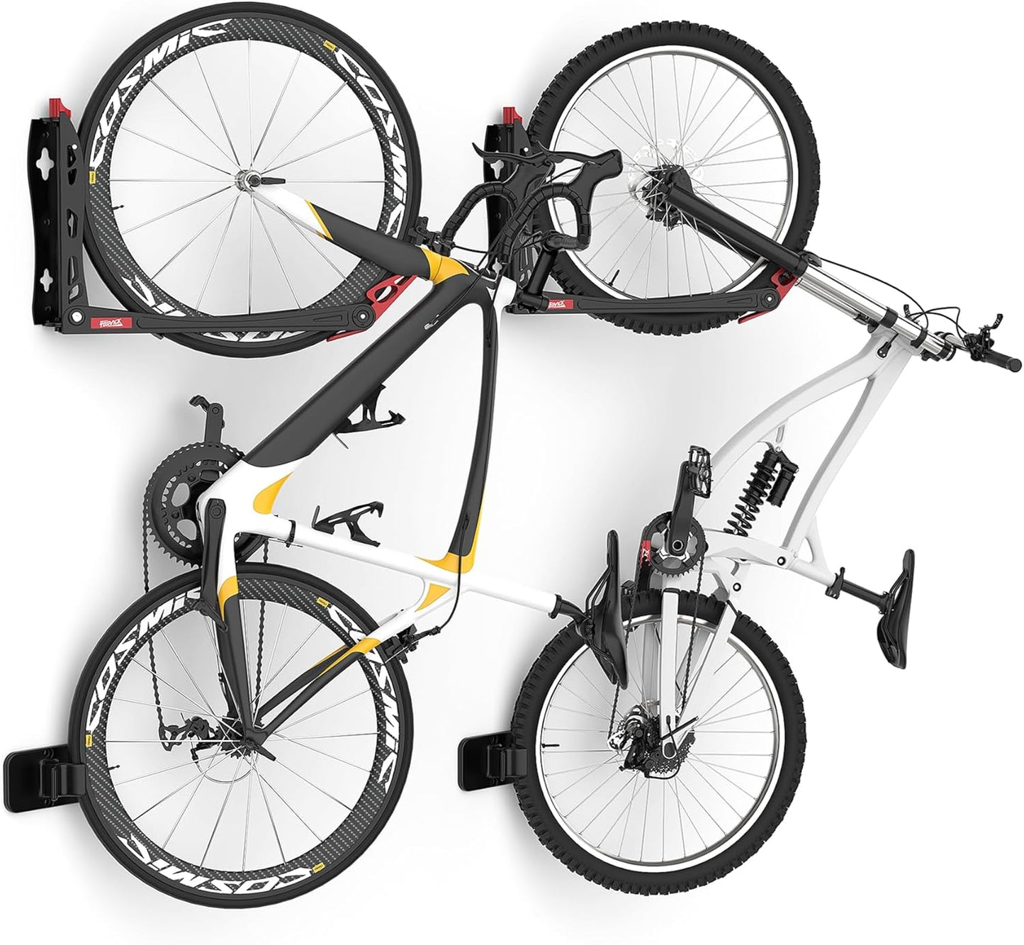 TORACK BIKEPAL Space Saving Wall Mounted Swivel Bike Racks, Vertical Bike Wall Hangers for Garage Storage Solution (2 Pack)