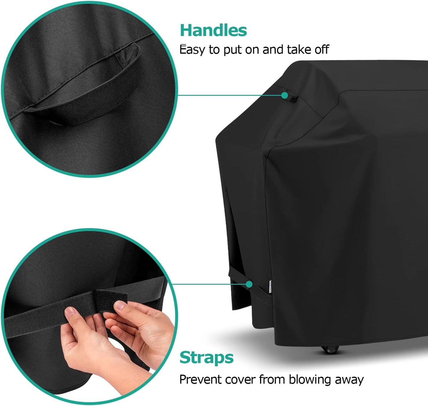 SunPatio BBQ Grill Cover 70 Inch, Outdoor Heavy Duty Waterproof Barbecue Gas Grill Cover, Fade Resistant, All Weather Protection Compatible for Weber Charbroil Kenmore Brinkmann and More, Black