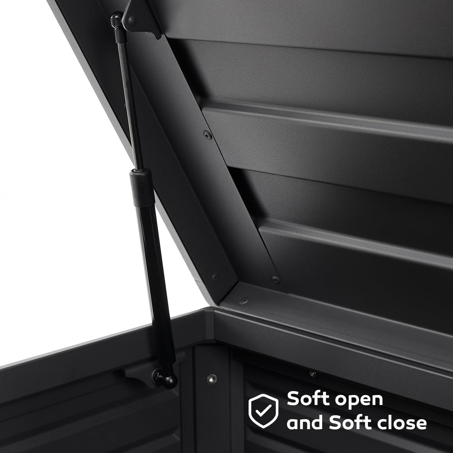 134 Gallon Outdoor Storage Box Waterproof, Metal Deck Box with wheels for Patio Furniture, Garden Tools, Outdoor Cushion, Charcoal