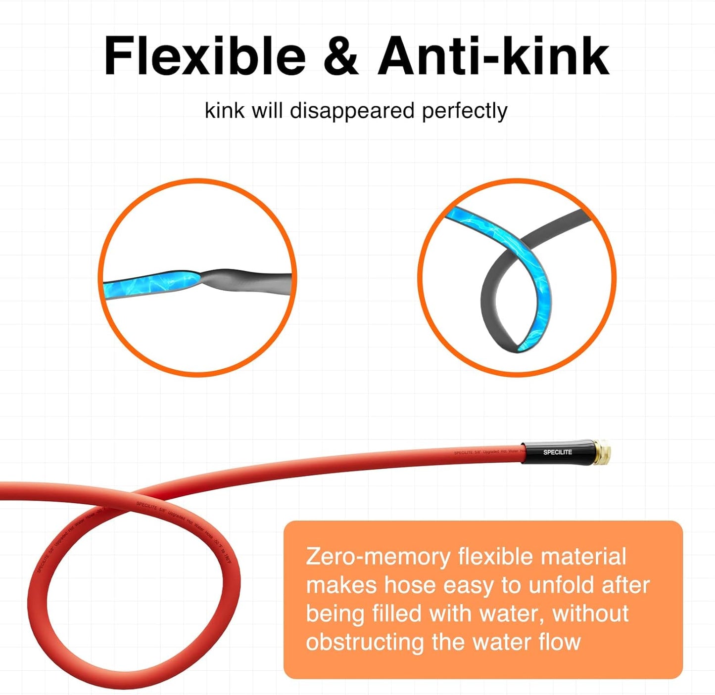 5/8" Hot/Cold Garden Water Hose 100 ft, -50℉-190℉,Flexible & Lightweight With 3/4" Brass Fittings for Yard, Outdoor, Farm, Red