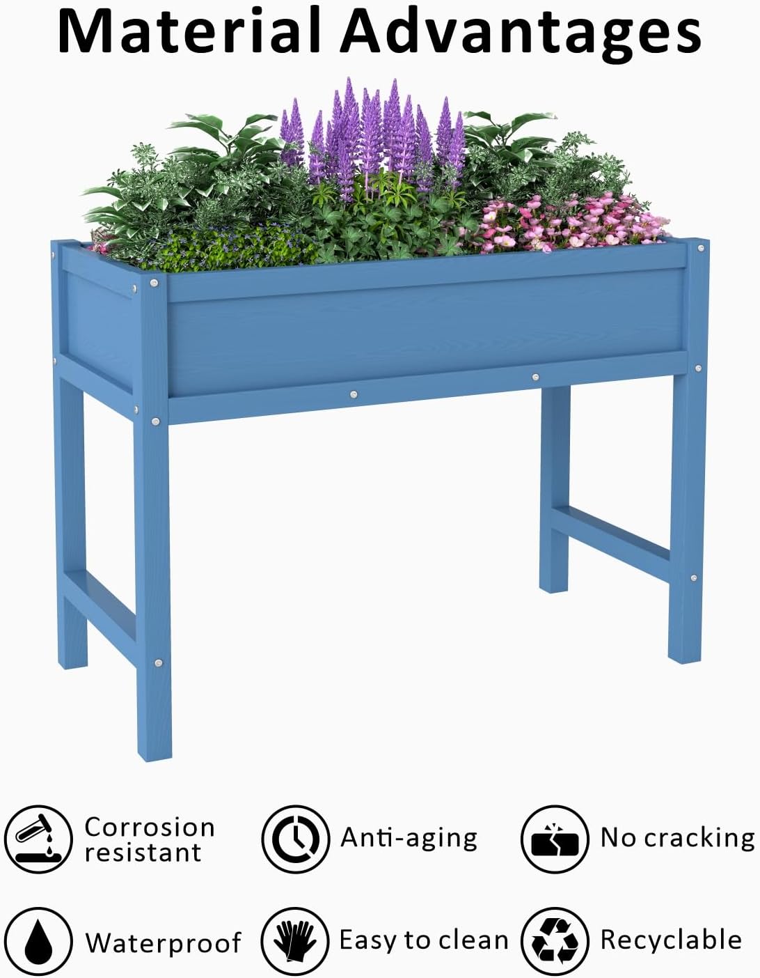 Raised Garden Beds Outdoor with Legs,Outdoor Planter Box，Non-Cracking,Rust Resistantand Rot-Resistant for Vegetable Garden for Backyard, Patio, Balcony Outdoors/Indoors, Navy