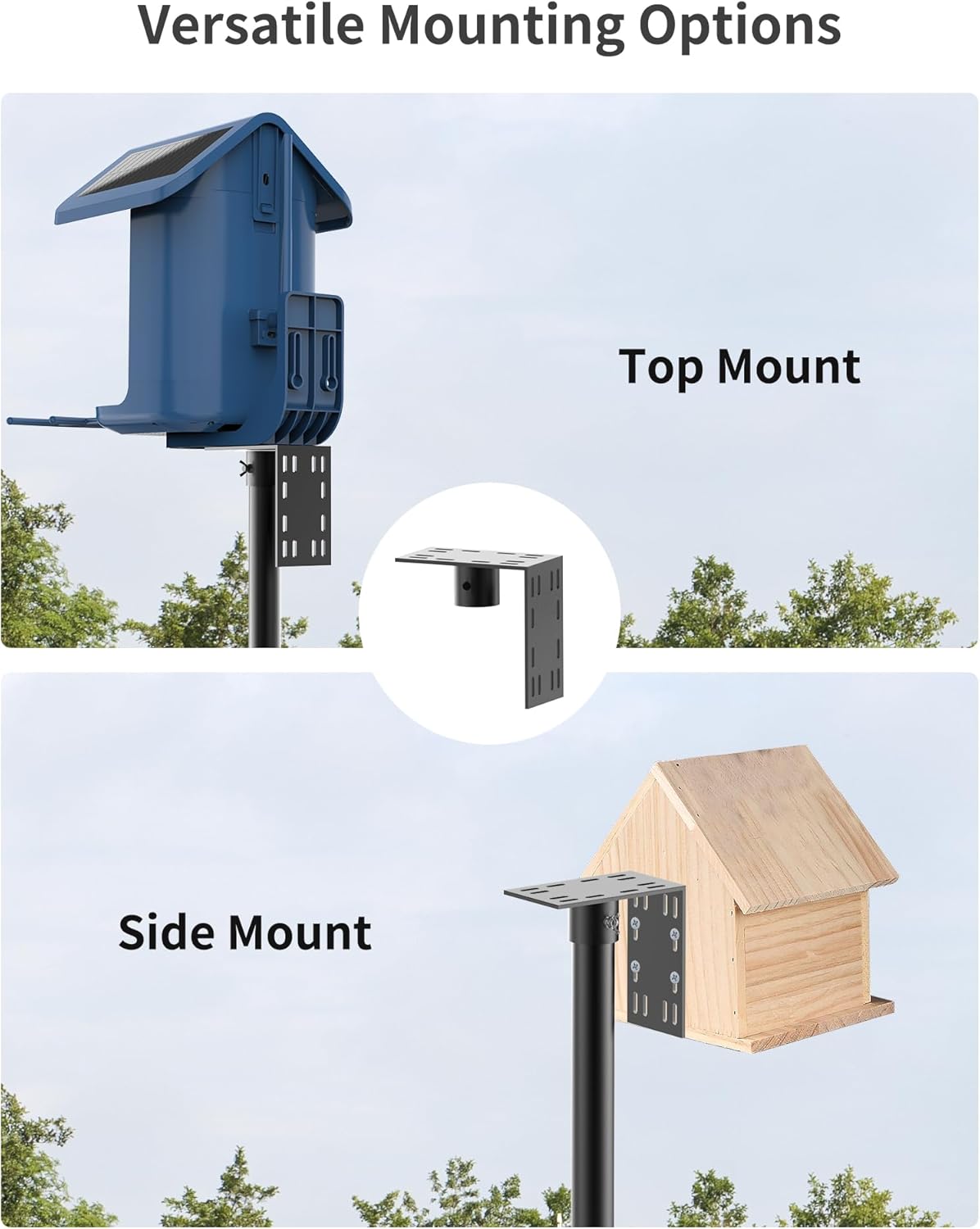 Bird Feeder Pole with Squirrel Baffle - 104 Inch Bird House Pole for Outdoors Heavy Duty, Squirrel Proof Baffle with Stainless Steel Spring for Better Defense, Slip-Fit Connection