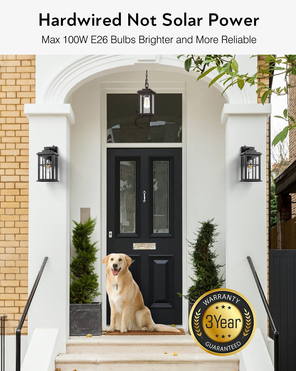 Outdoor Wall Lights Dusk to Dawn, Black Lights for House, Waterproof Exterior Lighting Fixtures, Outdoor Light Fixture with Tempered Glass for House, Porch, Garage, Doorway