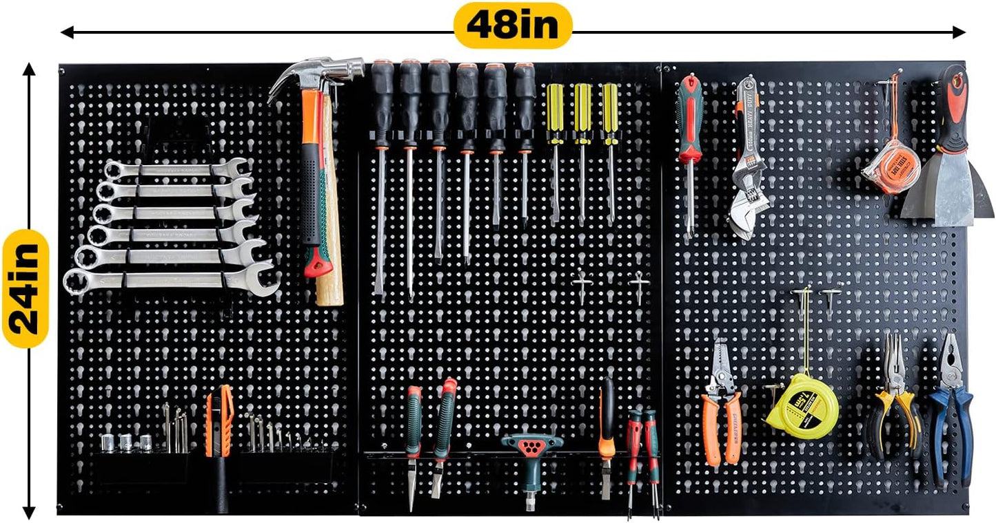 Ultrawall Peg Board Wall Organizer 4 ft. Metal Pegboard Garage Wall Pegboard Tool Storage Kit with Accessories for Garage, 45pcs
